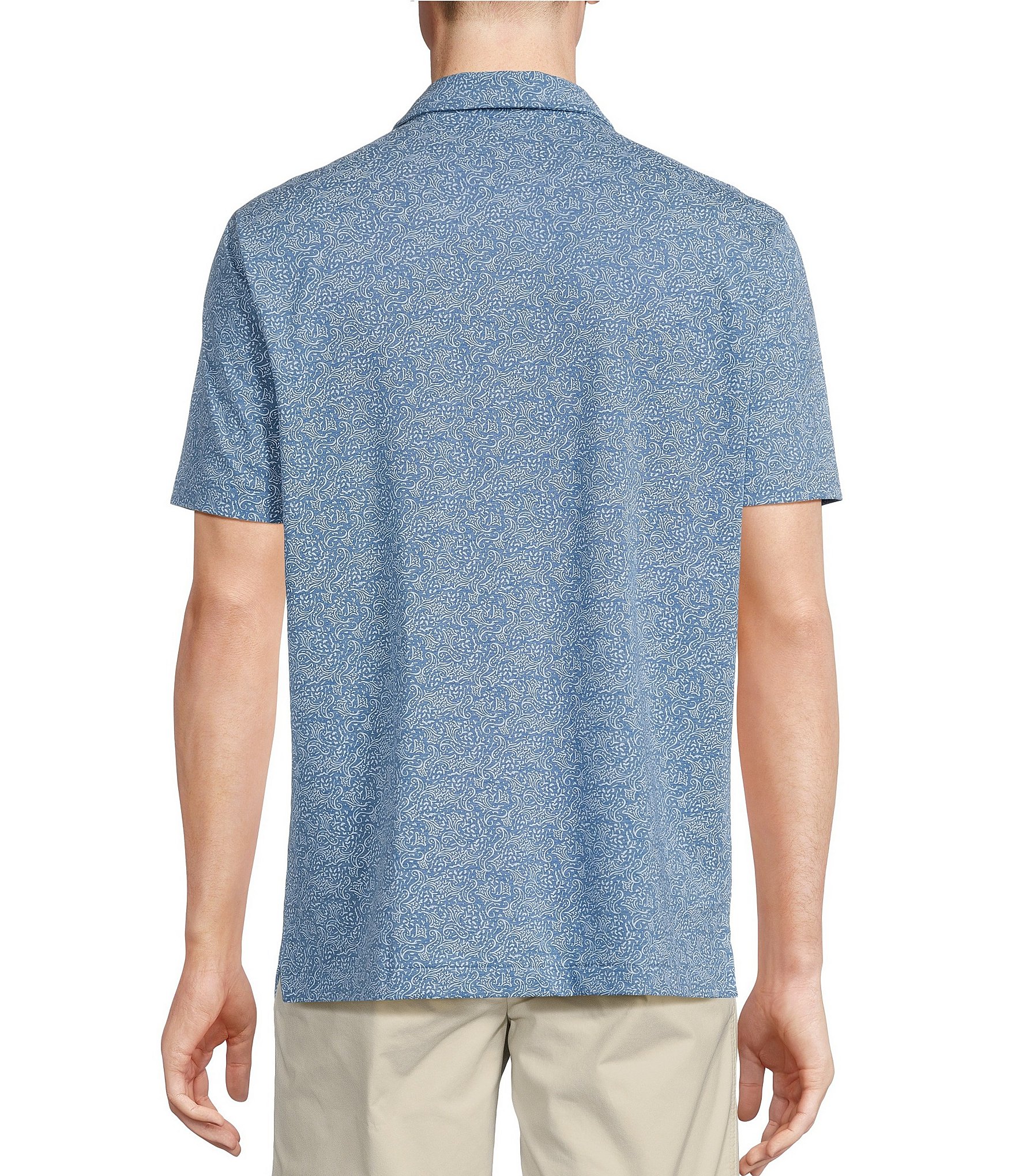 Cremieux Blue Label Lightweight Pique Jersey Paisley Short Sleeve Polo Shirt