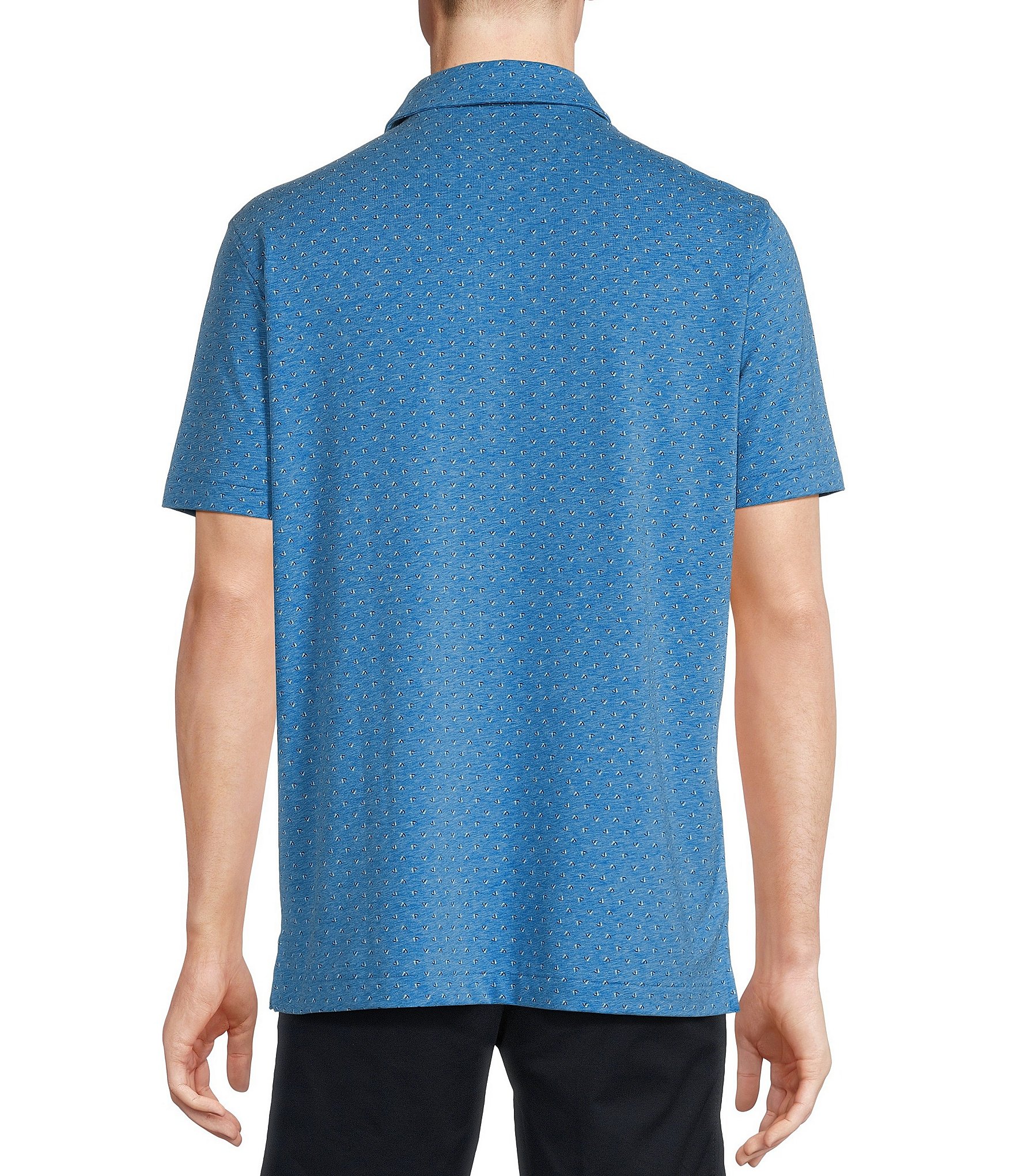 Cremieux Blue Label Lightweight Pique Printed Short Sleeve Polo Shirt