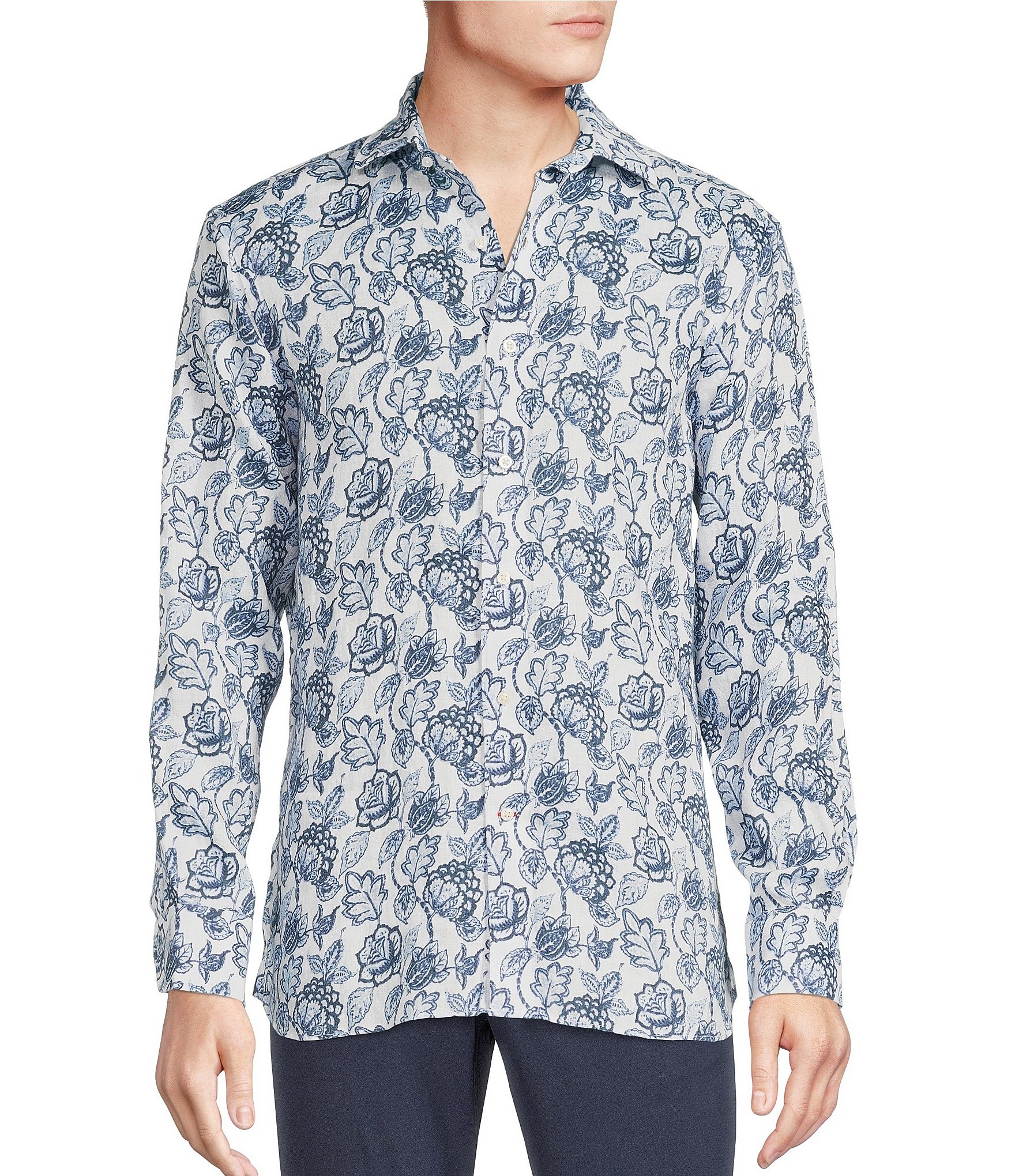 Cremieux Blue Label French Linen Collection Floral Print Long Sleeve ...