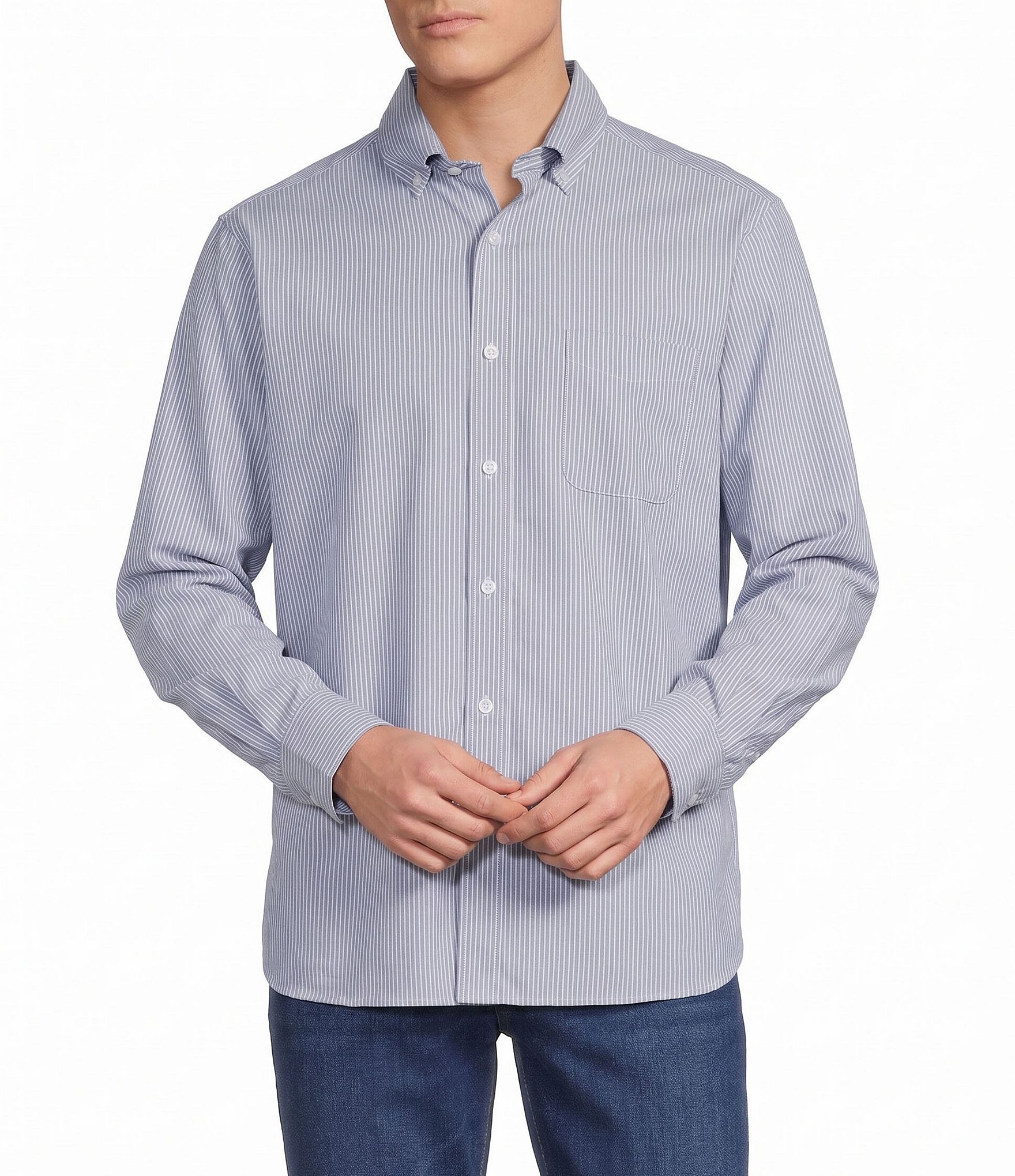 Cremieux Blue Label Long Sleeve Button Down Collar Flannel Stripe Woven Shirt