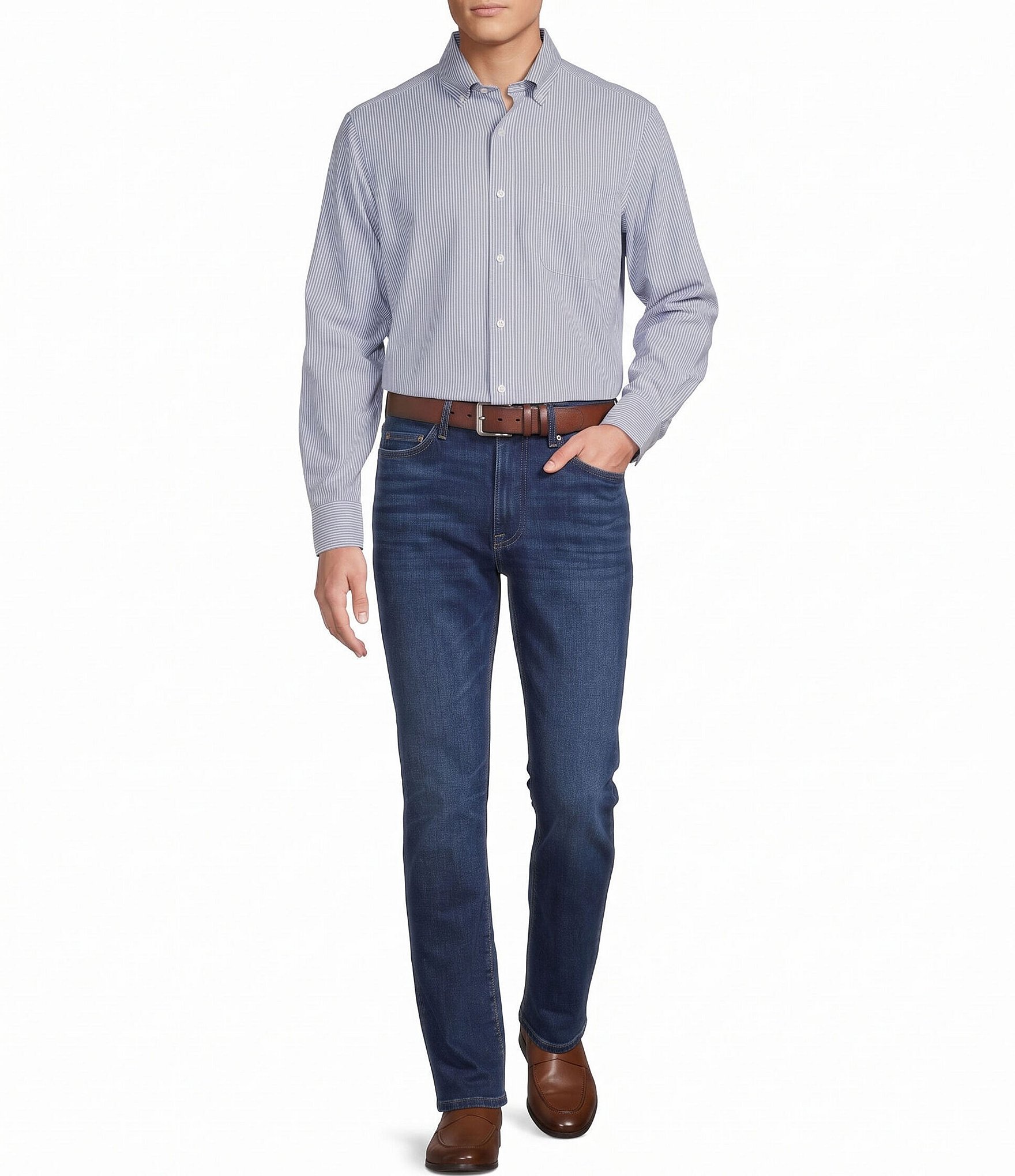 Cremieux Blue Label Long Sleeve Button Down Collar Flannel Stripe Woven Shirt