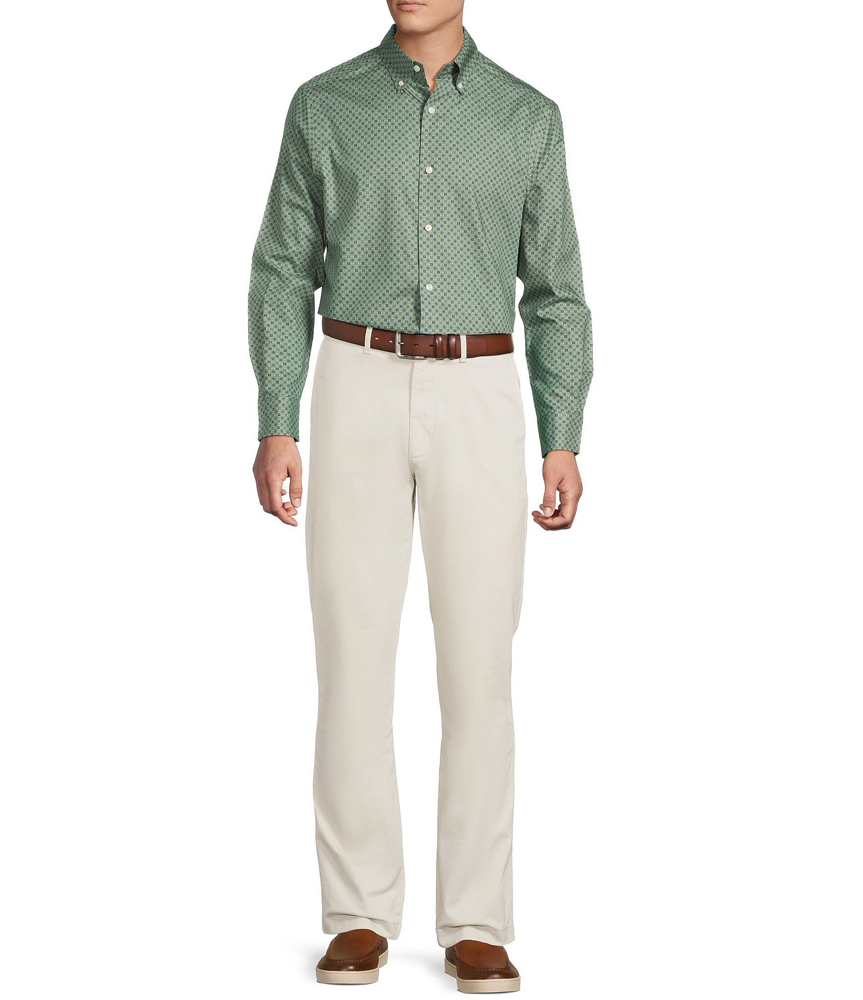 Cremieux Blue Label Long Sleeve Button Down Twill Geometric Woven Shirt