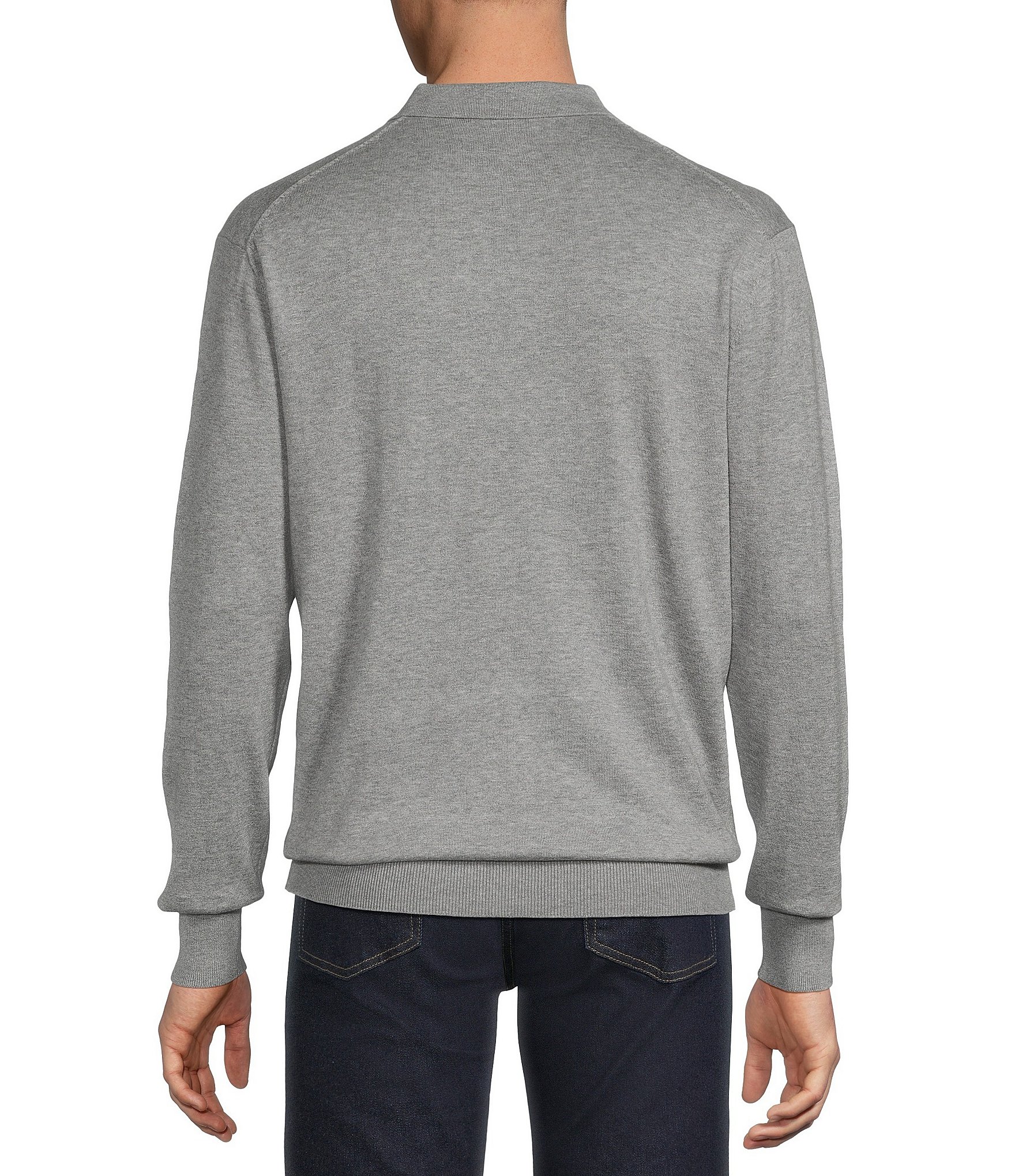 Cremieux Blue Label Madison Ave Collection Solid Long Sleeve Polo Sweater