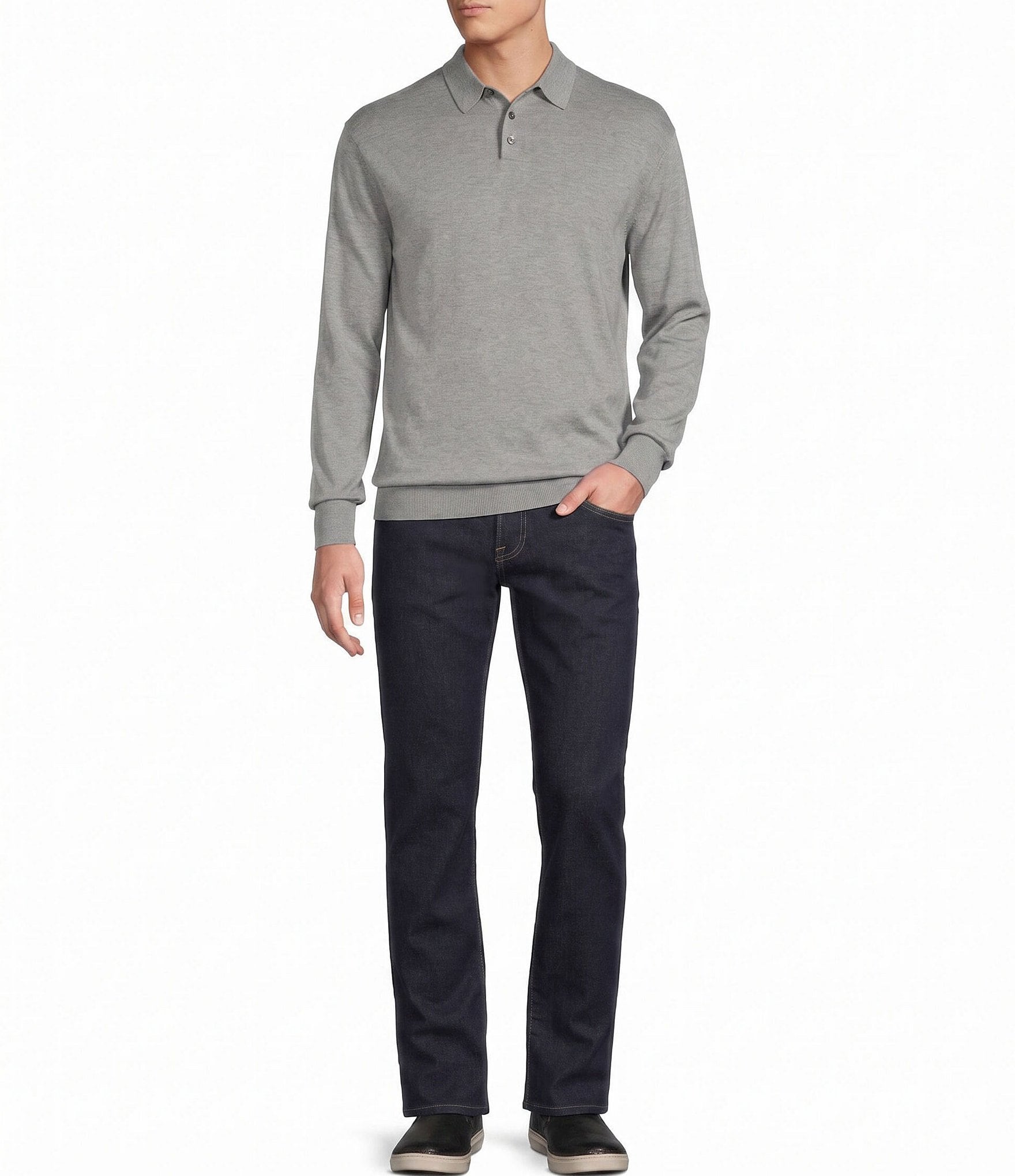 Cremieux Blue Label Madison Ave Collection Solid Long Sleeve Polo Sweater