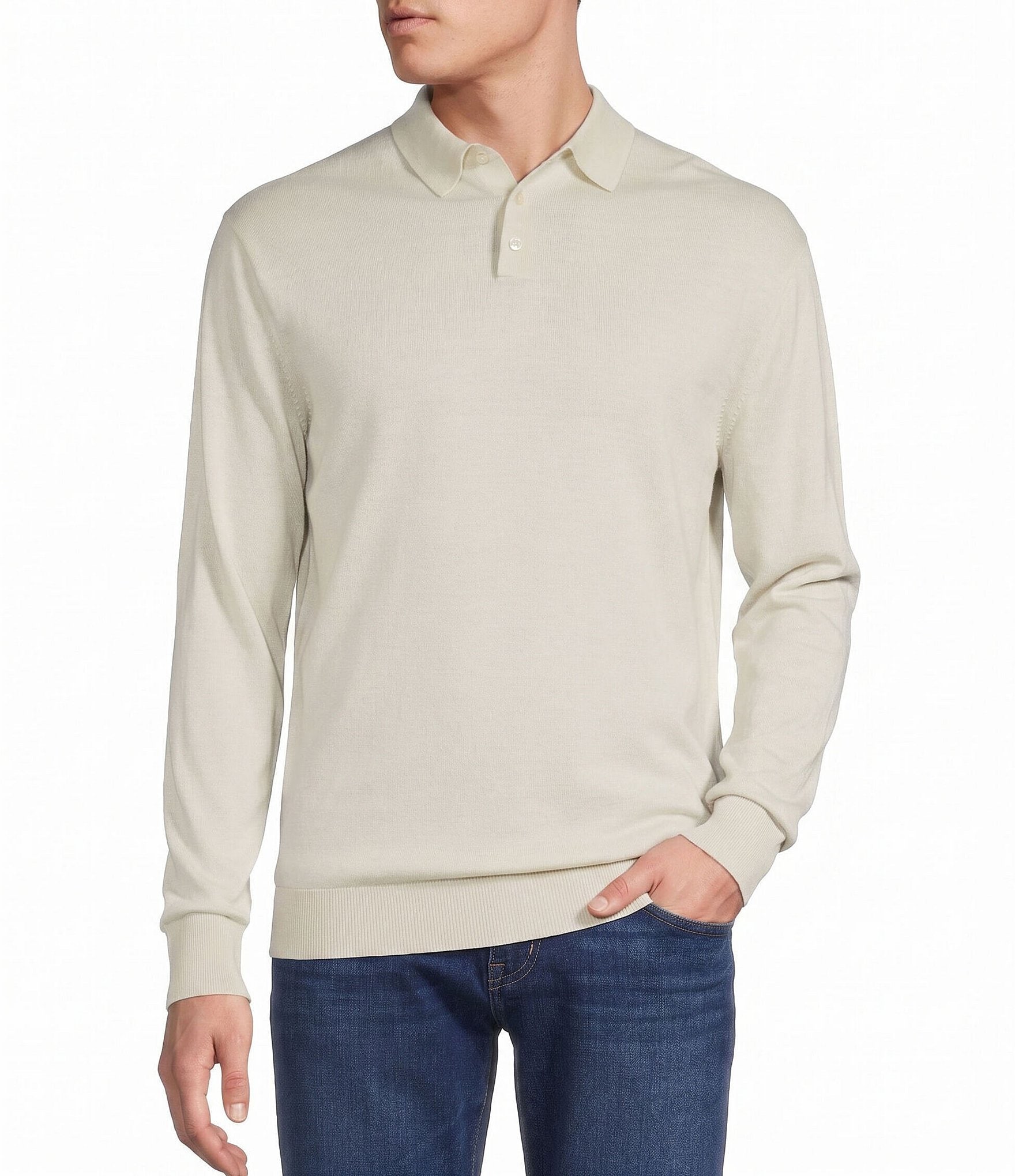 Cremieux Blue Label Madison Ave Collection Solid Long Sleeve Polo Sweater