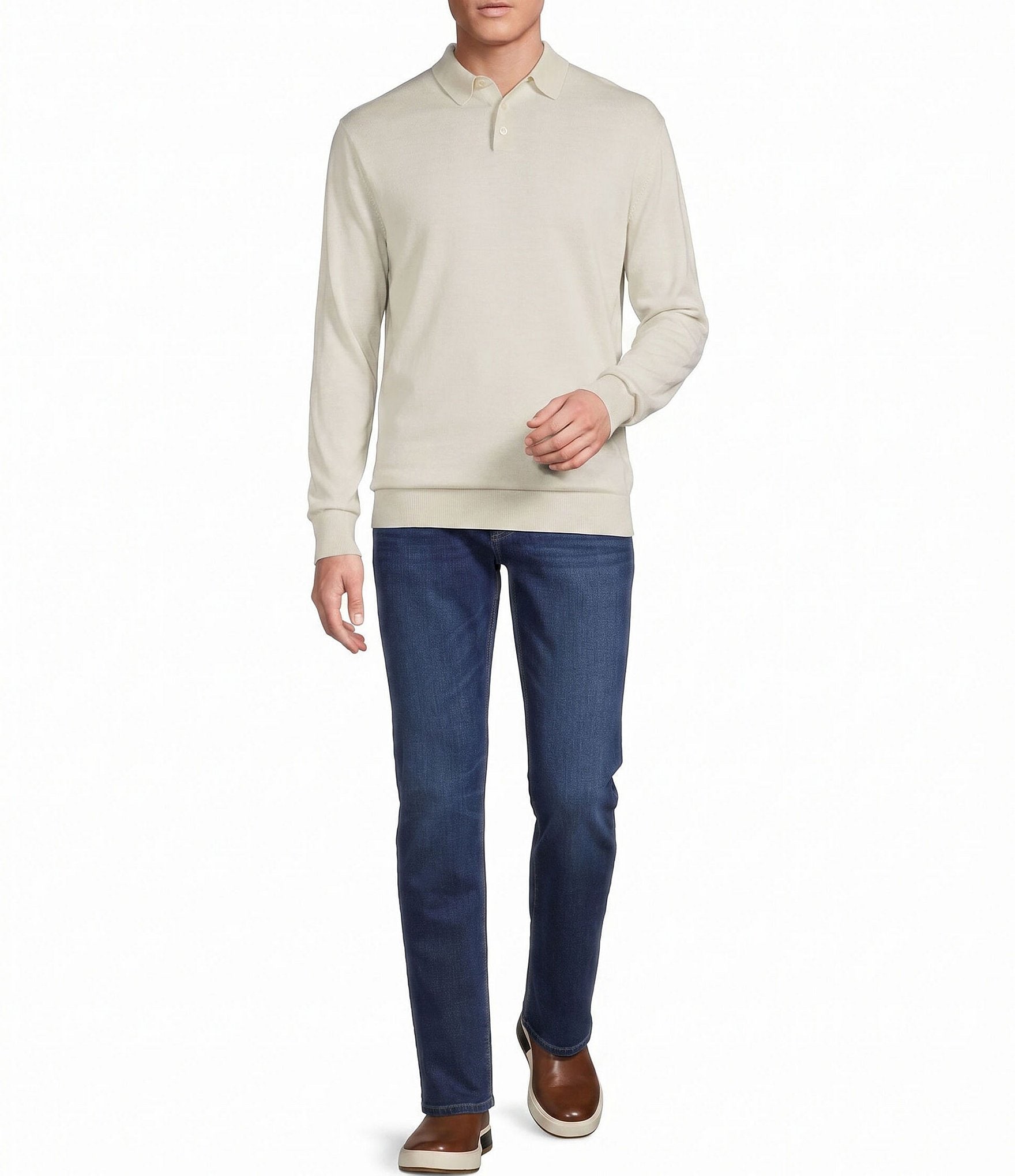 Cremieux Blue Label Madison Ave Collection Solid Long Sleeve Polo Sweater