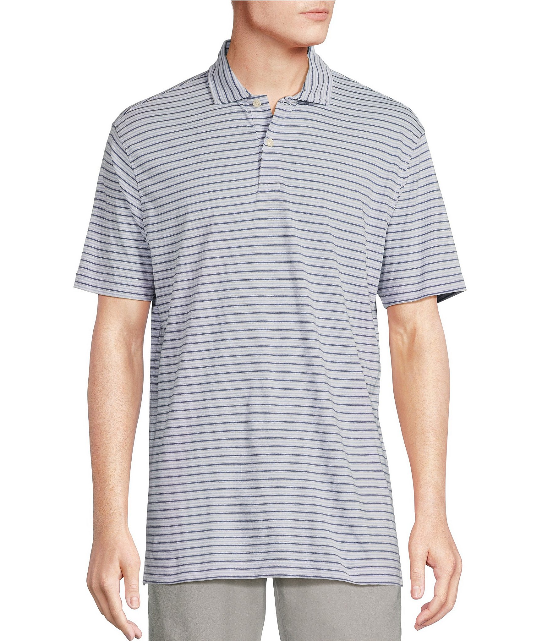 Cremieux Blue Label Multi-Stripe Classic Fit Jersey Short Sleeve Polo Shirt