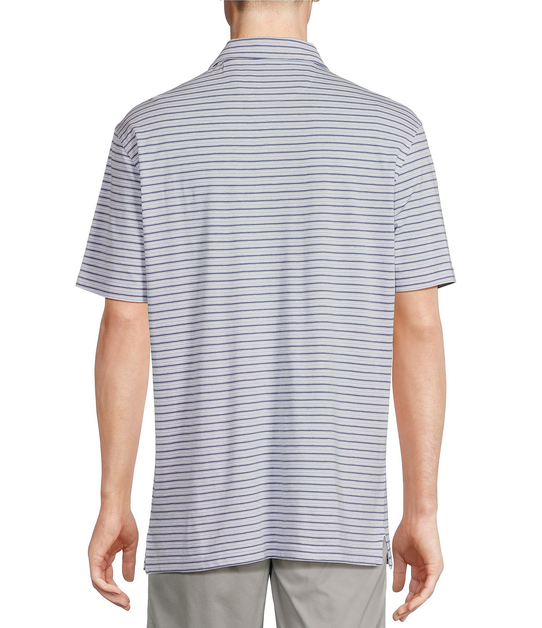 Cremieux Blue Label Multi-Stripe Classic Fit Jersey Short Sleeve Polo Shirt