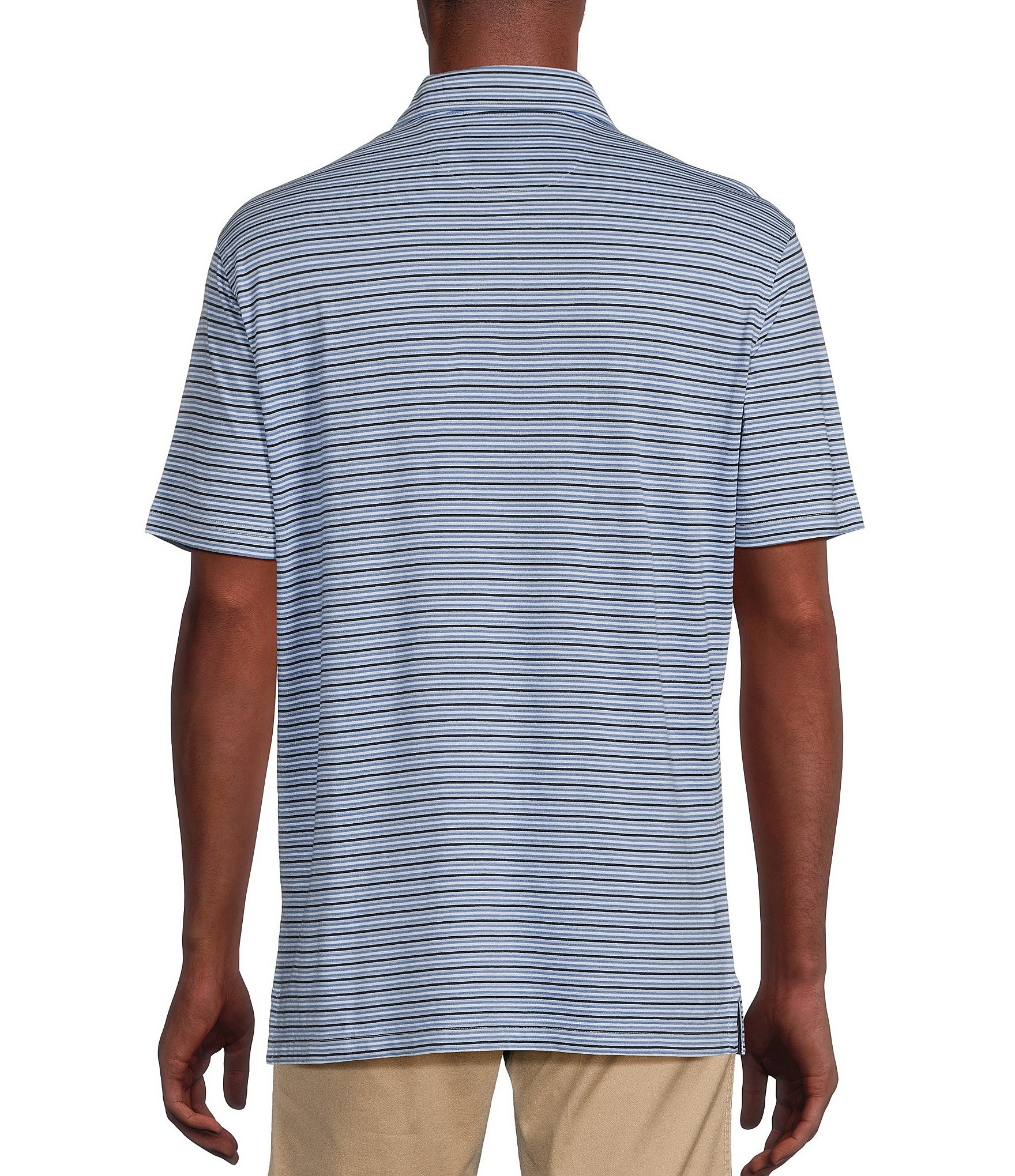 Cremieux Blue Label Multi-Stripe Classic Fit Jersey Short Sleeve Polo Shirt