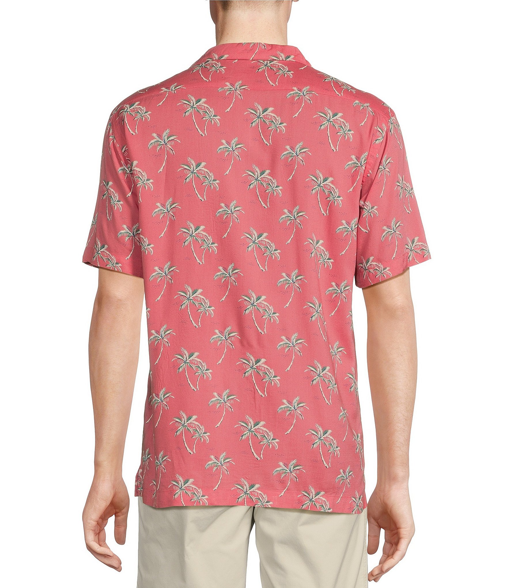 Cremieux Blue Label Palm Tree Printed Rayon Short Sleeve Woven Camp Shirt