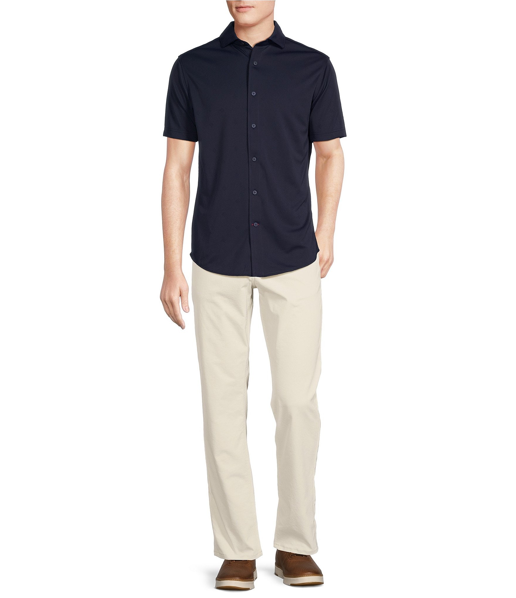 Cremieux Blue Label Performance Jacquard Short Sleeve Coatfront Shirt