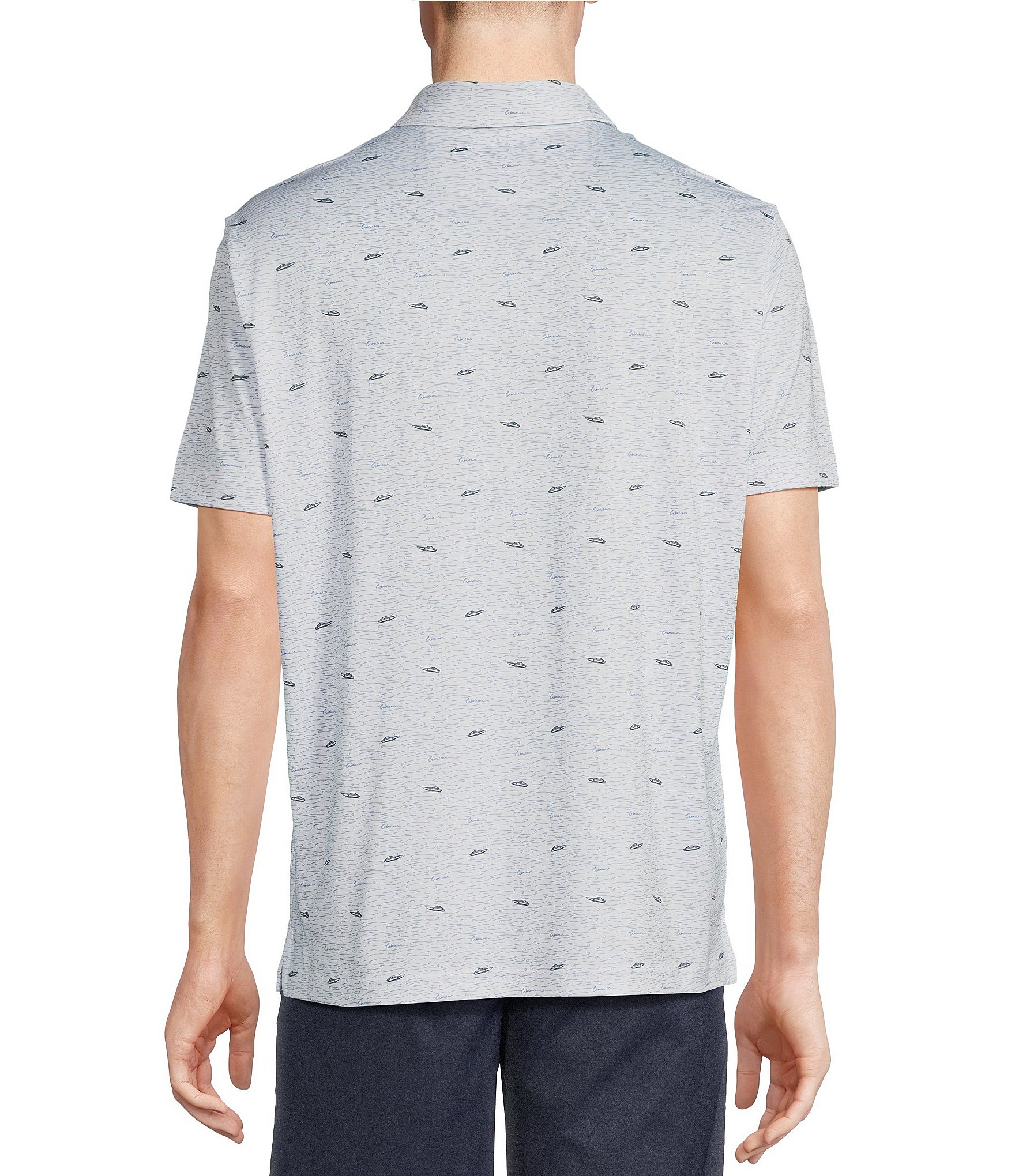 Cremieux Blue Label Performance Stretch Boating Print Short Sleeve Polo Shirt