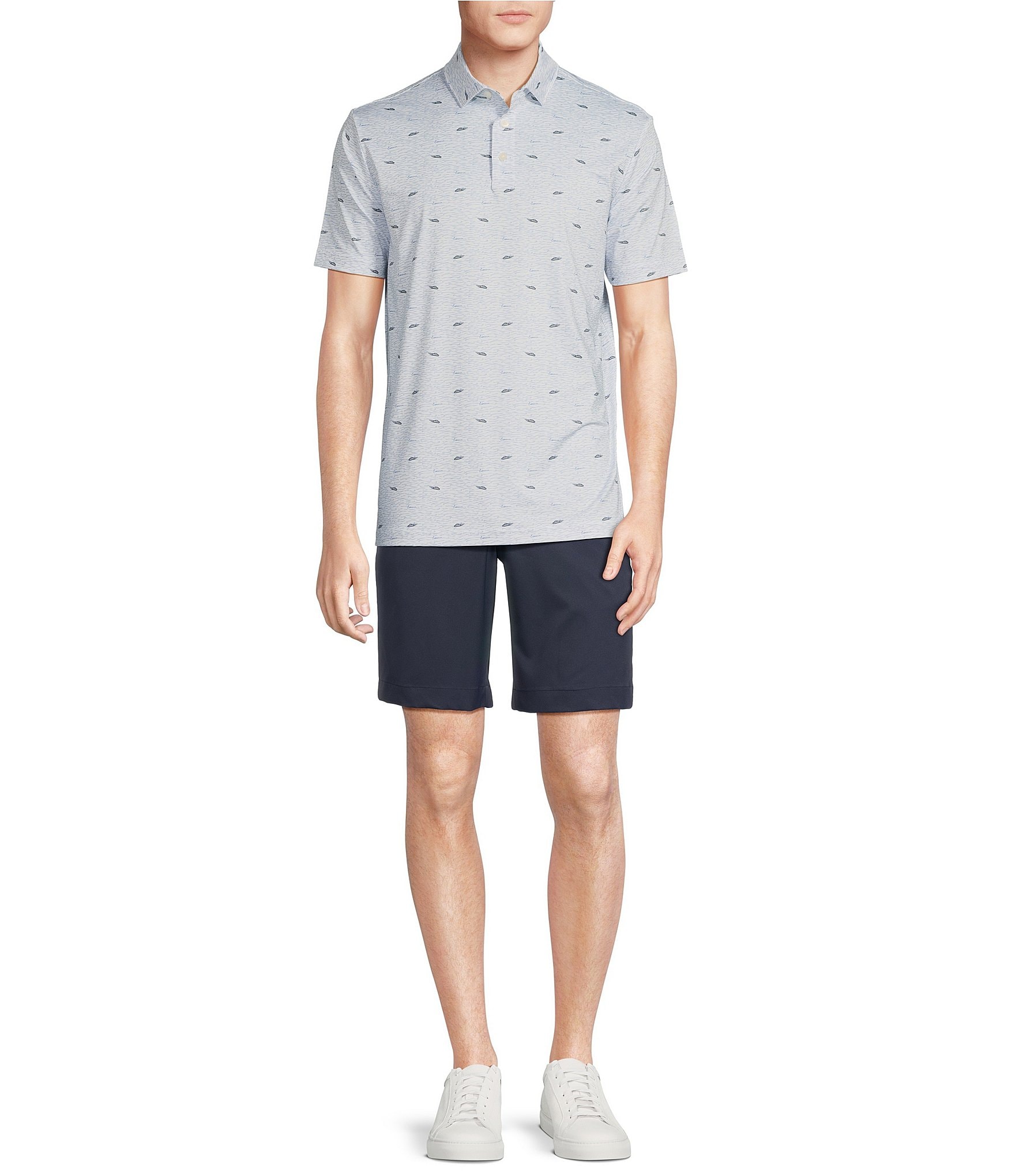 Cremieux Blue Label Performance Stretch Boating Print Short Sleeve Polo Shirt