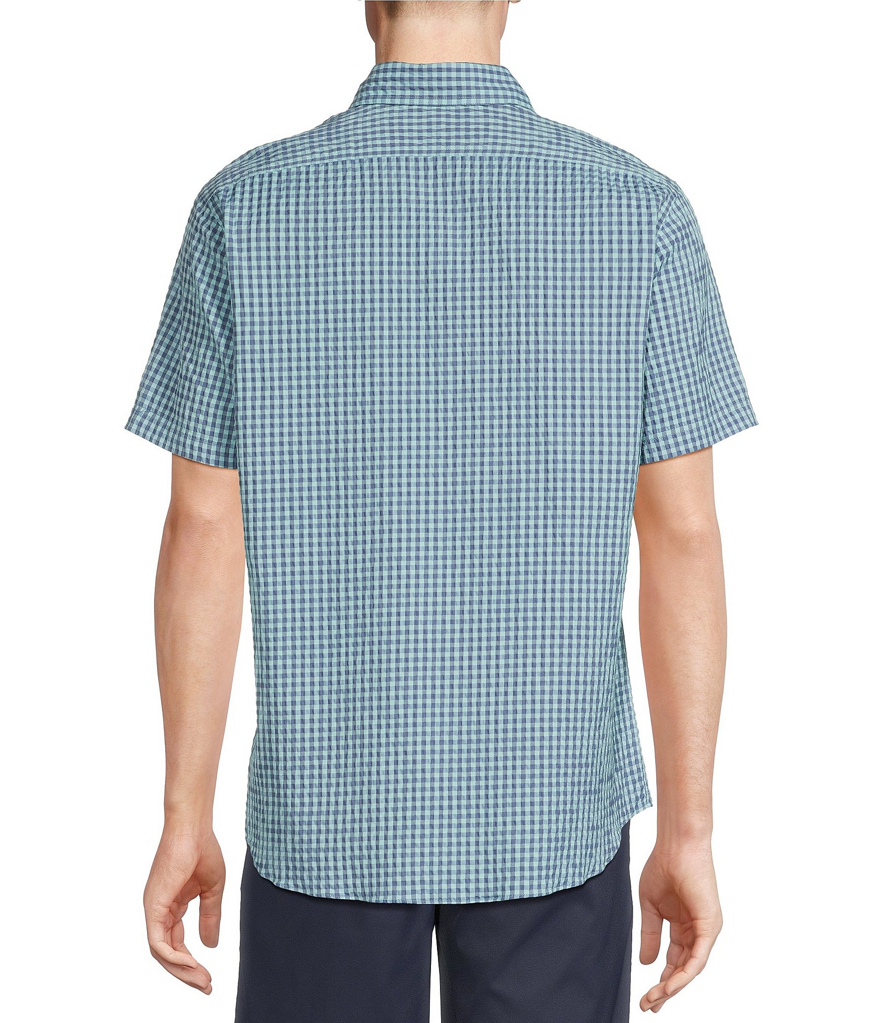 Cremieux Blue Label Performance Stretch Check Seersucker Short Sleeve Woven Shirt