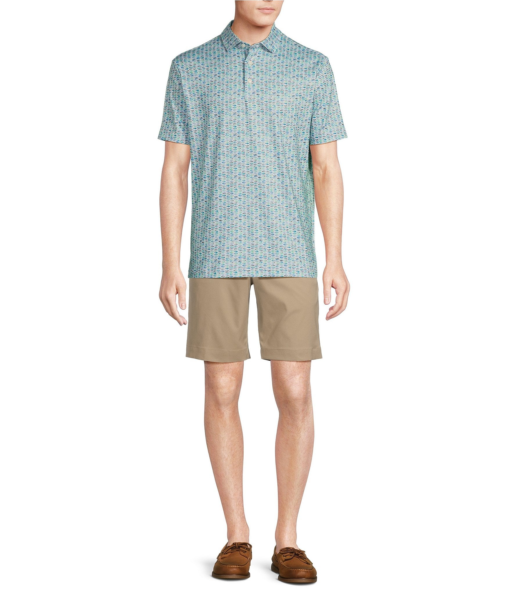 Cremieux Blue Label Performance Stretch Fish Print Short Sleeve Polo Shirt