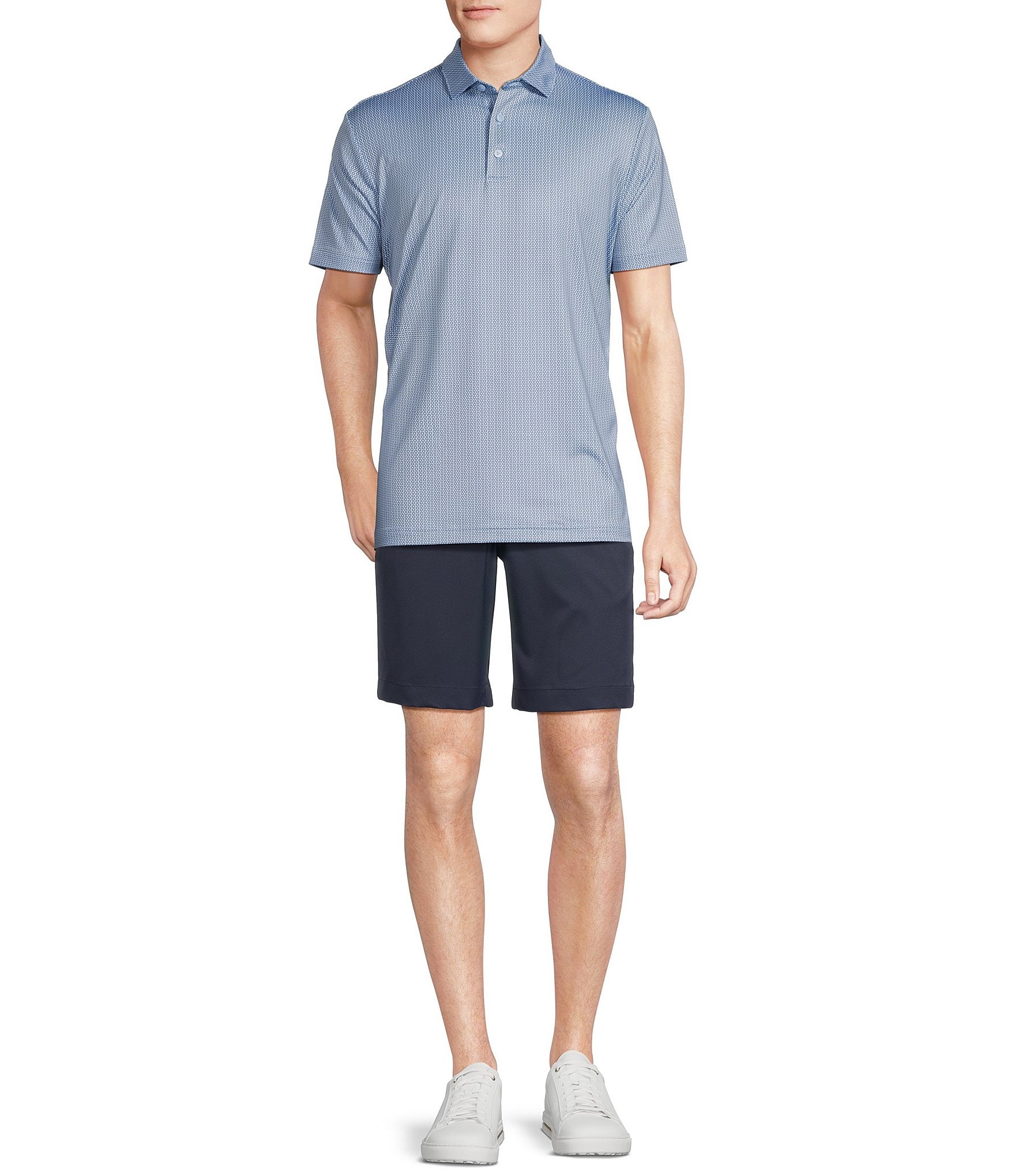 Cremieux Blue Label Performance Stretch Geometric Print Short Sleeve Polo Shirt