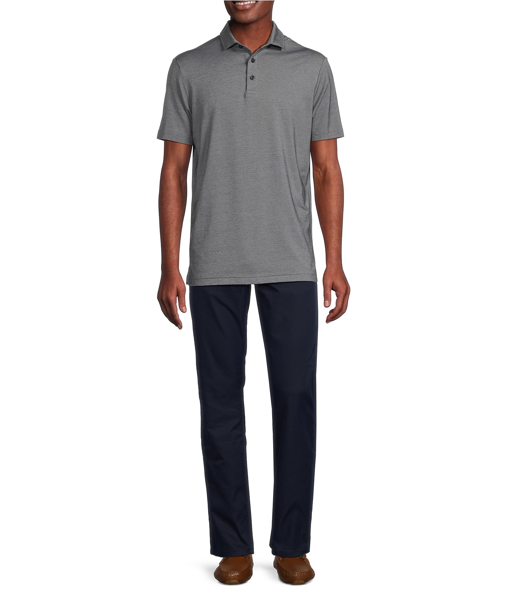 Cremieux Blue Label Performance Stretch Jacquard Short Sleeve Polo Shirt