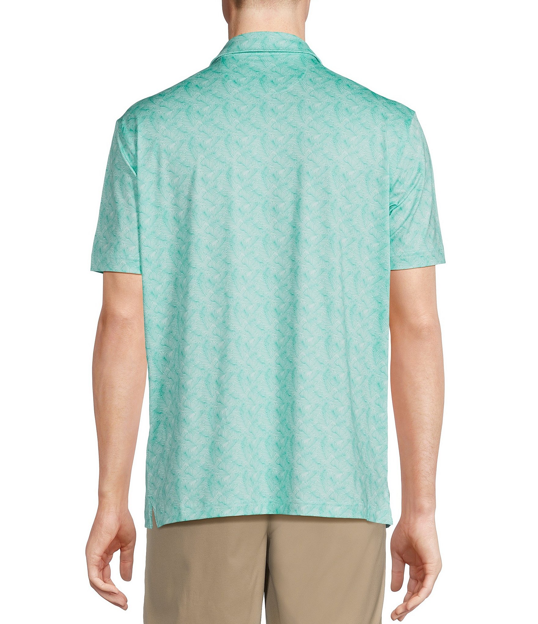 Cremieux Blue Label Performance Stretch Palm Print Short Sleeve Polo Shirt