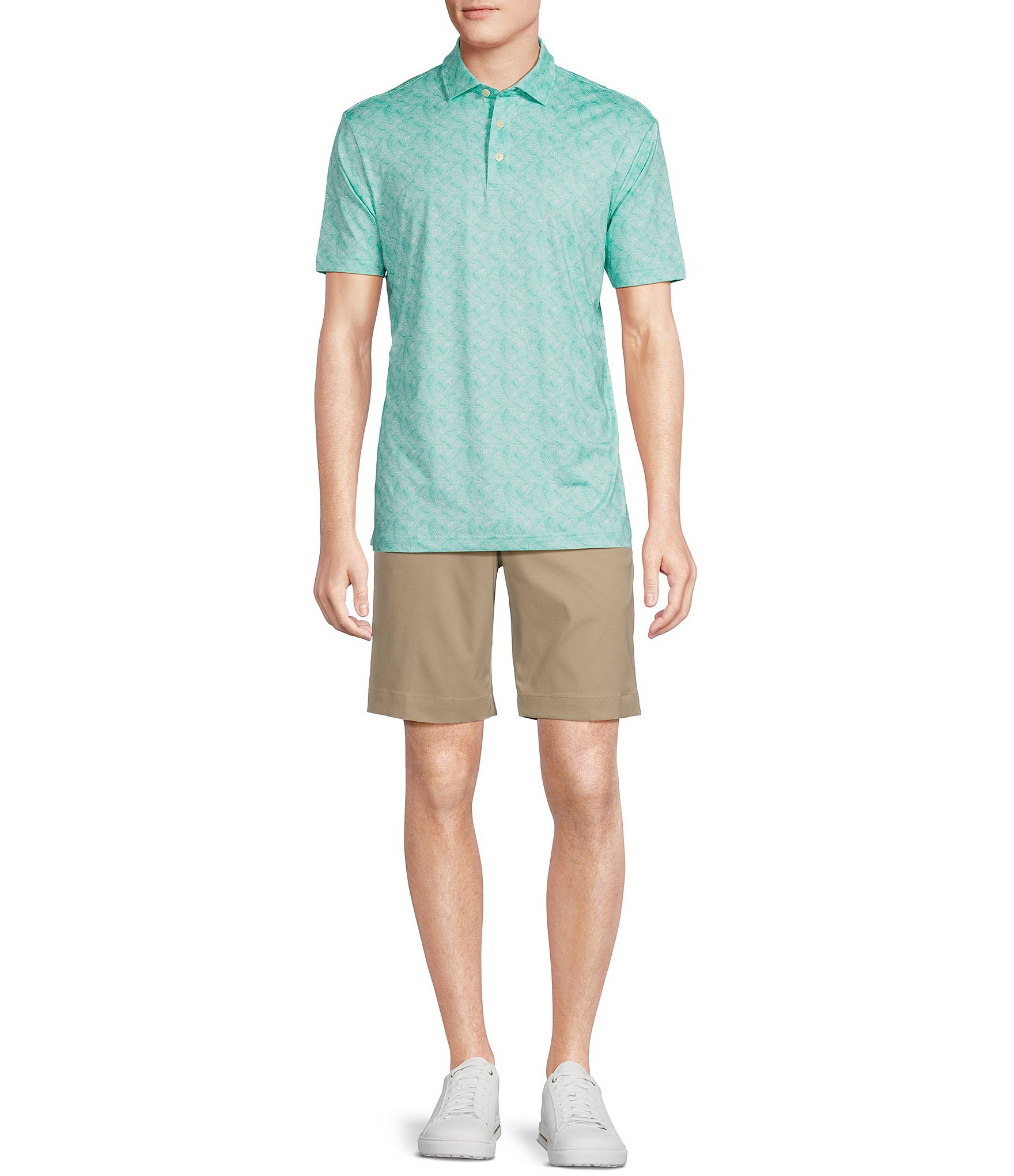 Cremieux Blue Label Performance Stretch Palm Print Short Sleeve Polo Shirt