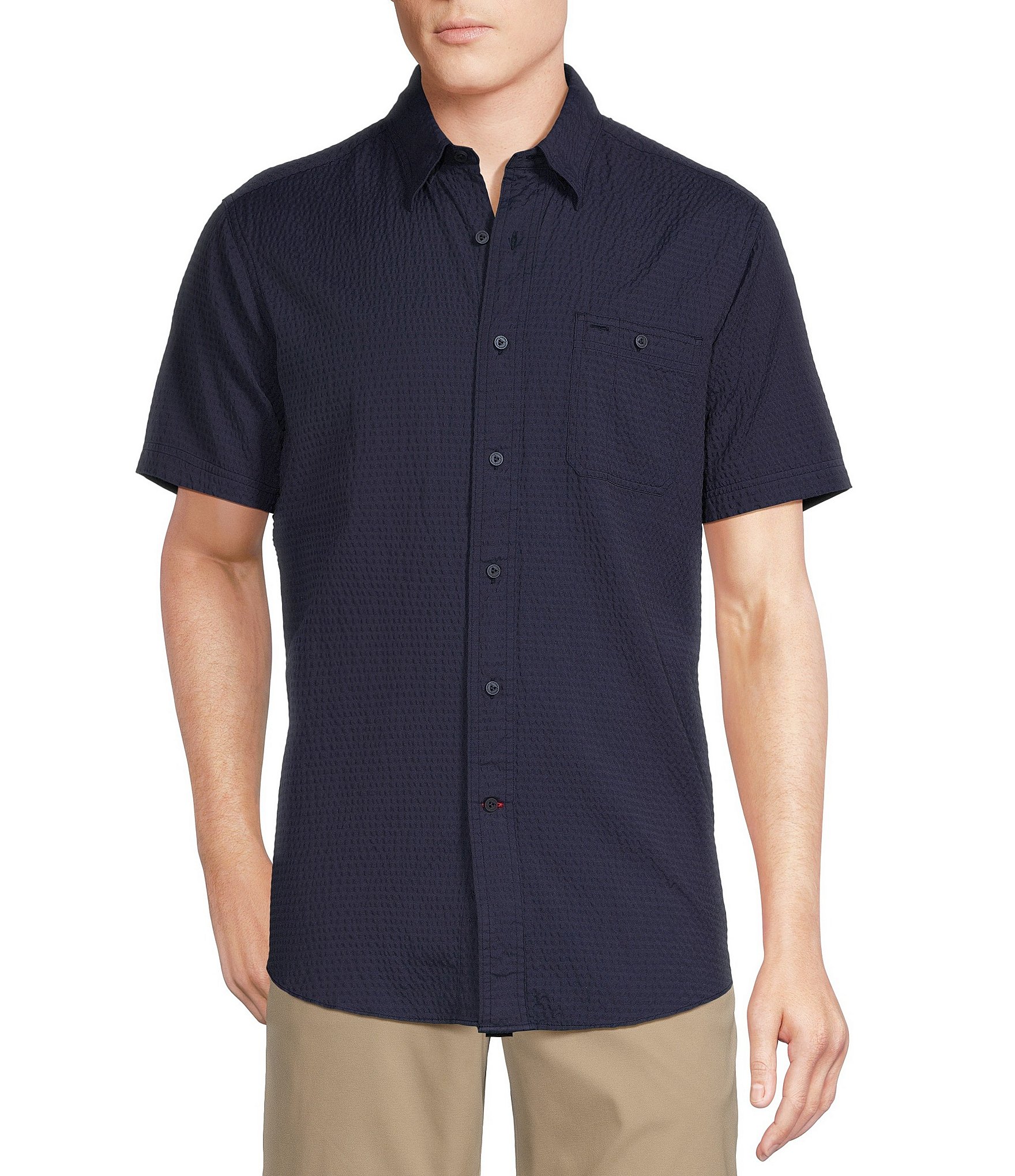 Cremieux Blue Label Performance Stretch Seersucker Short Sleeve Woven Shirt