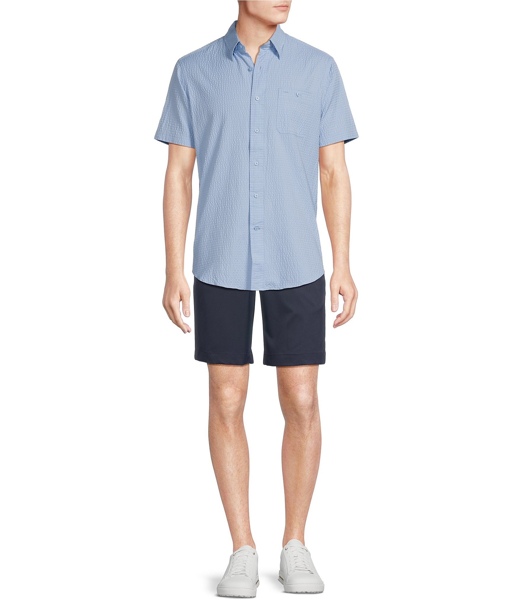 Cremieux Blue Label Performance Stretch Seersucker Short Sleeve Woven Shirt