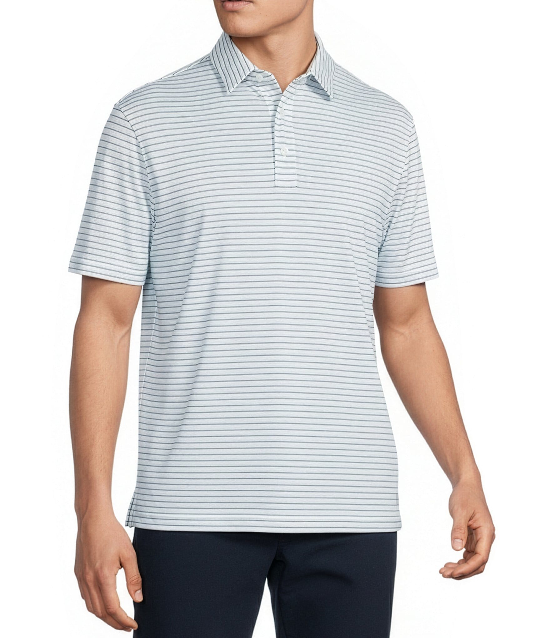 Cremieux Blue Label Performance Stretch Striped Short Sleeve Polo Shirt
