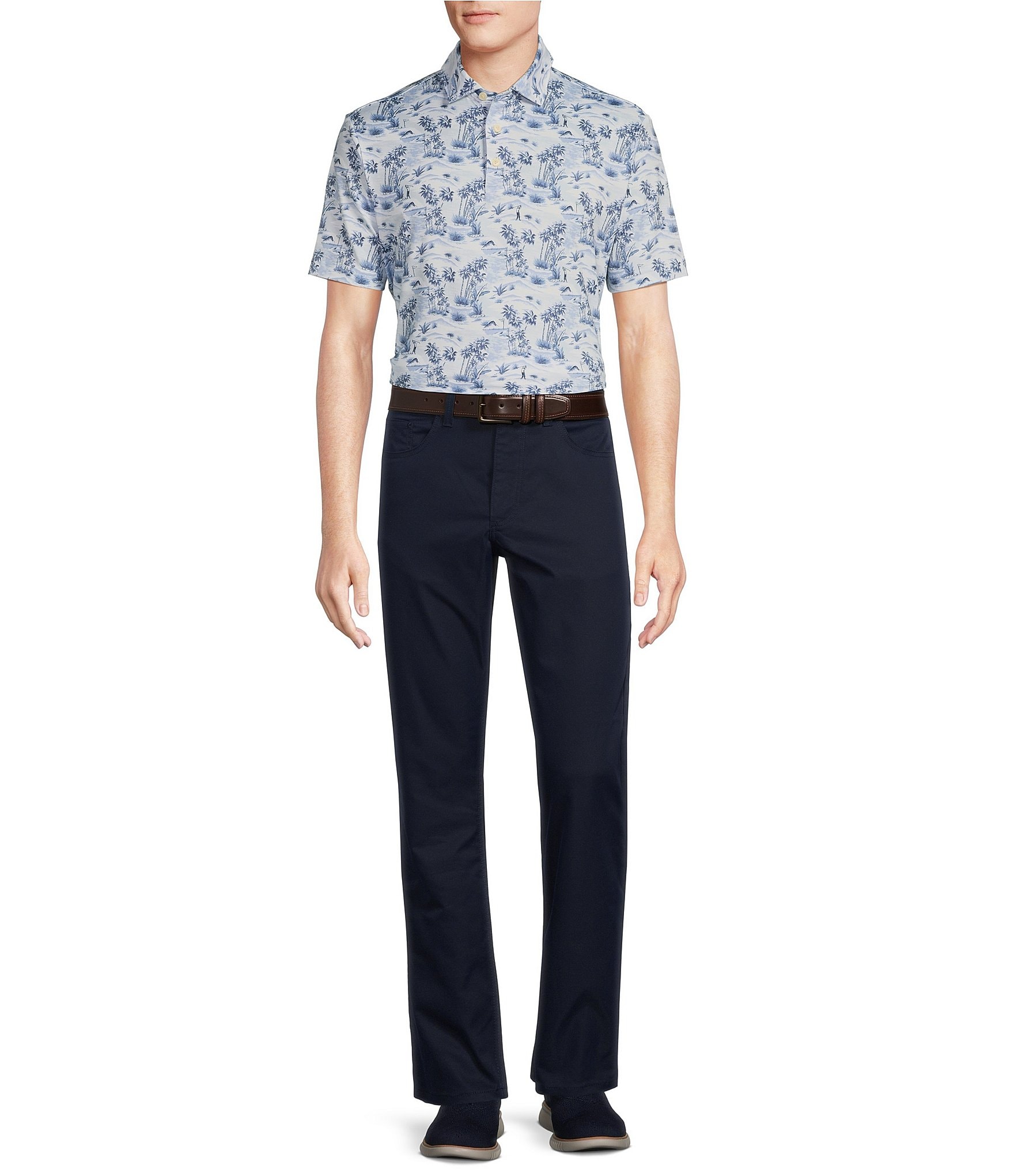 Cremieux Blue Label Performance Stretch The Valley Printed Short Sleeve Polo Shirt