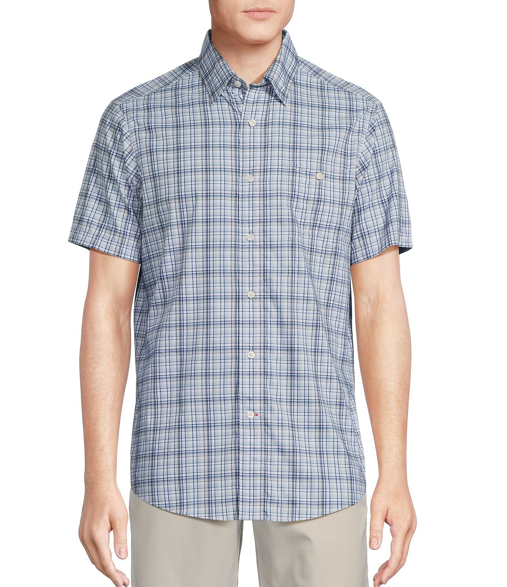 Cremieux Blue Label Performance Stretch Twill Plaid Short Sleeve Woven Shirt