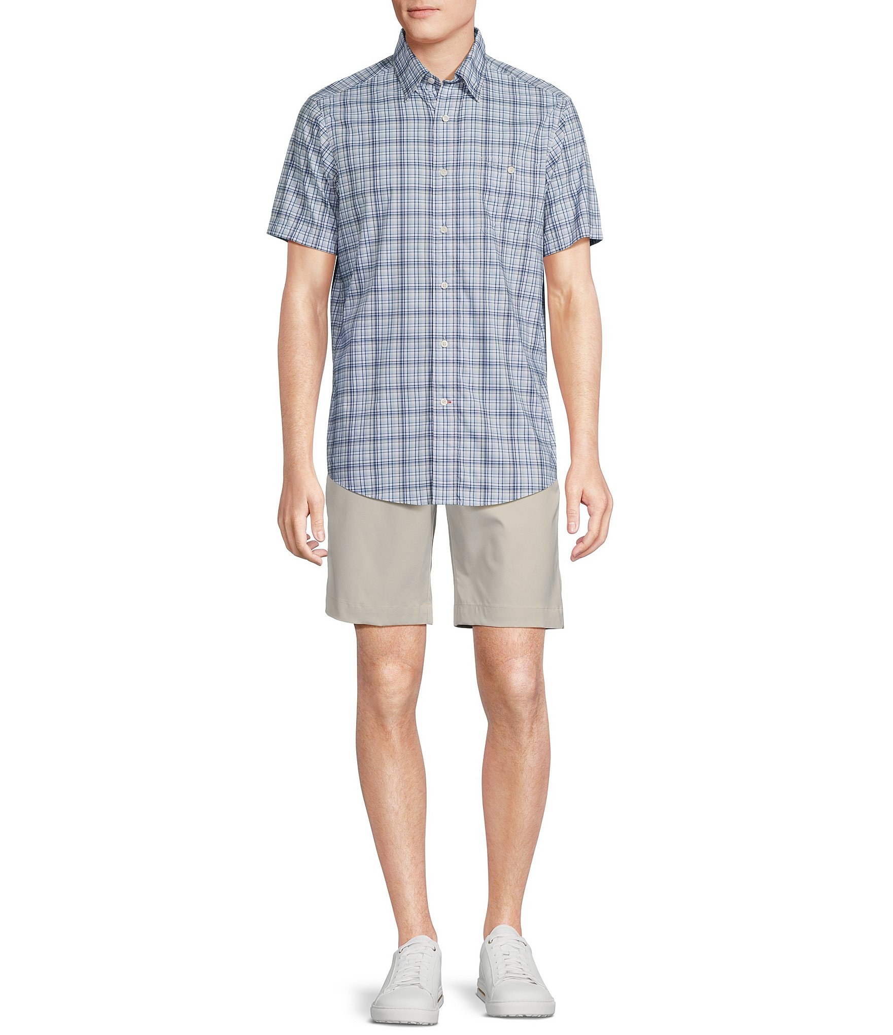 Cremieux Blue Label Performance Stretch Twill Plaid Short Sleeve Woven Shirt