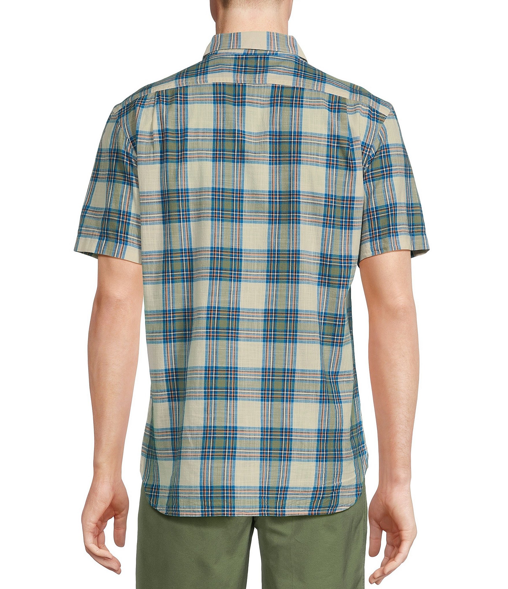 Cremieux Blue Label Plaid Chambray Short Sleeve Woven Shirt