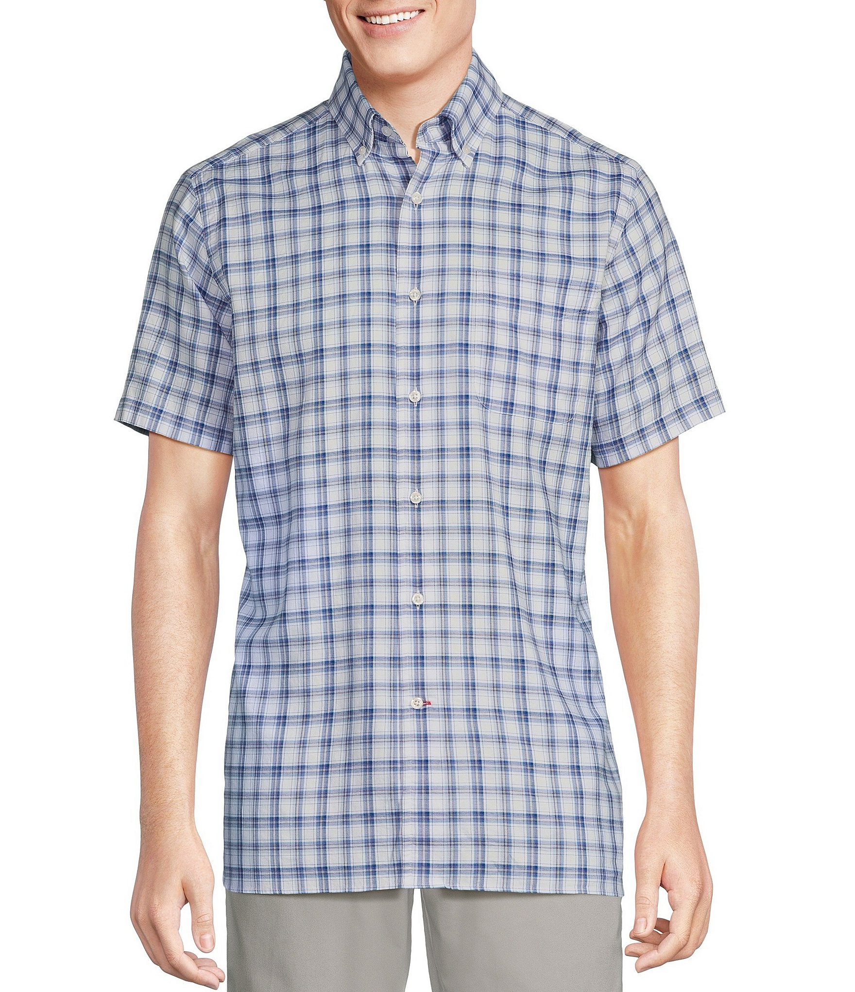 Cremieux Blue Label Plaid Lightweight Oxford Short Sleeve Woven Shirt ...