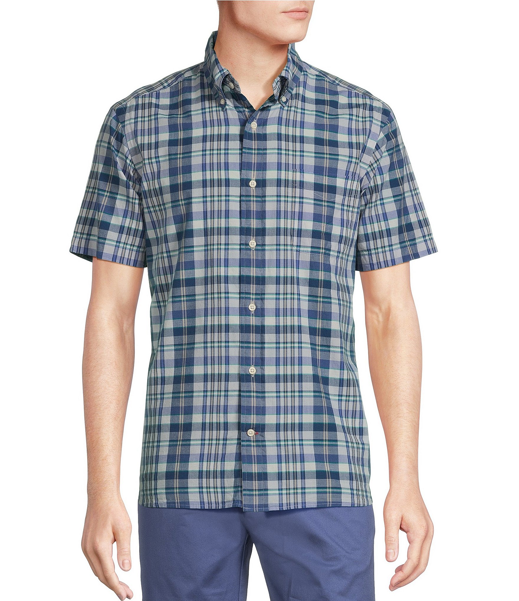 Cremieux Blue Label Plaid Madras Short Sleeve Woven Shirt | Dillard's