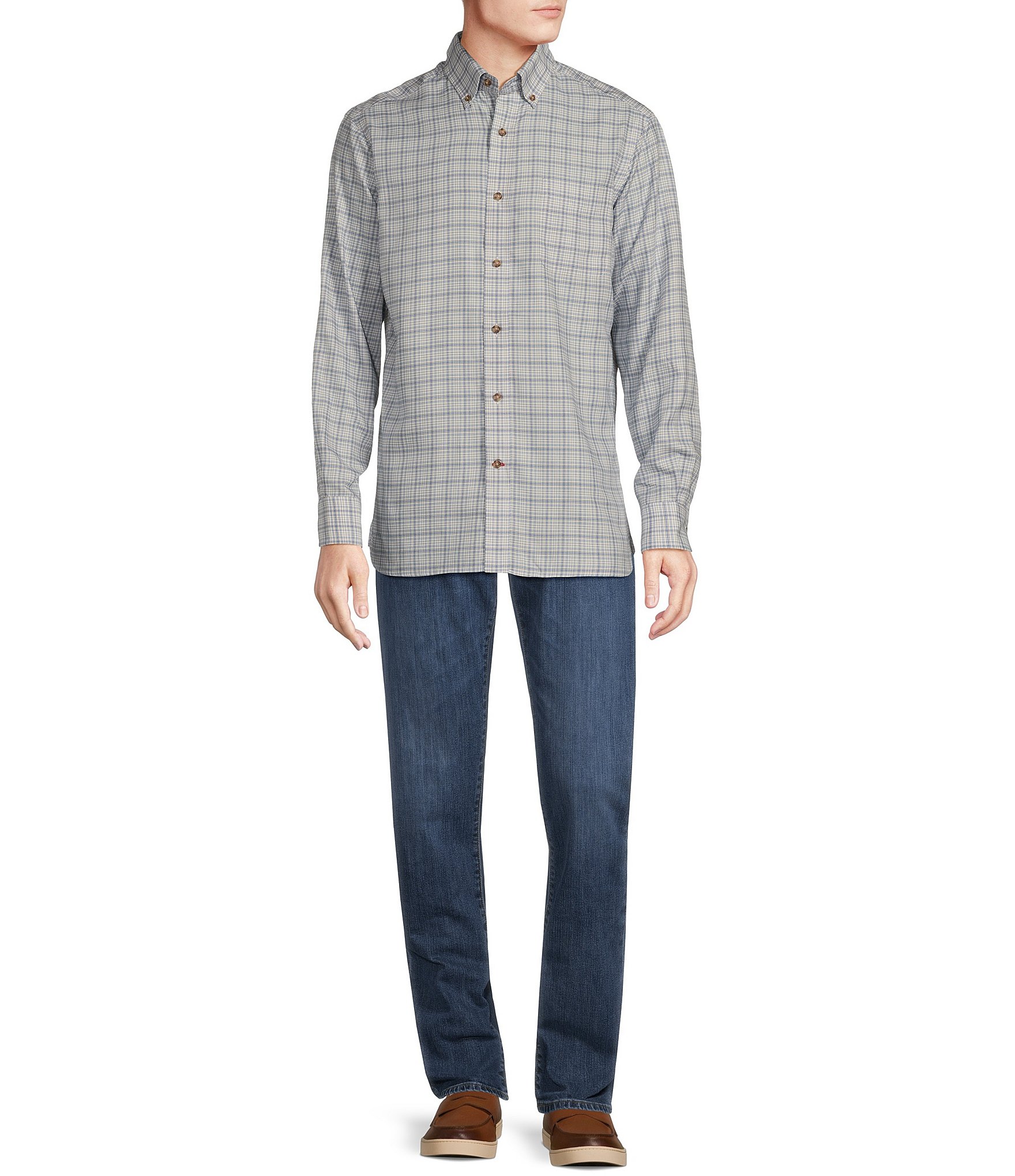 Cremieux Blue Label Plaid Twill Long Sleeve Woven Shirt