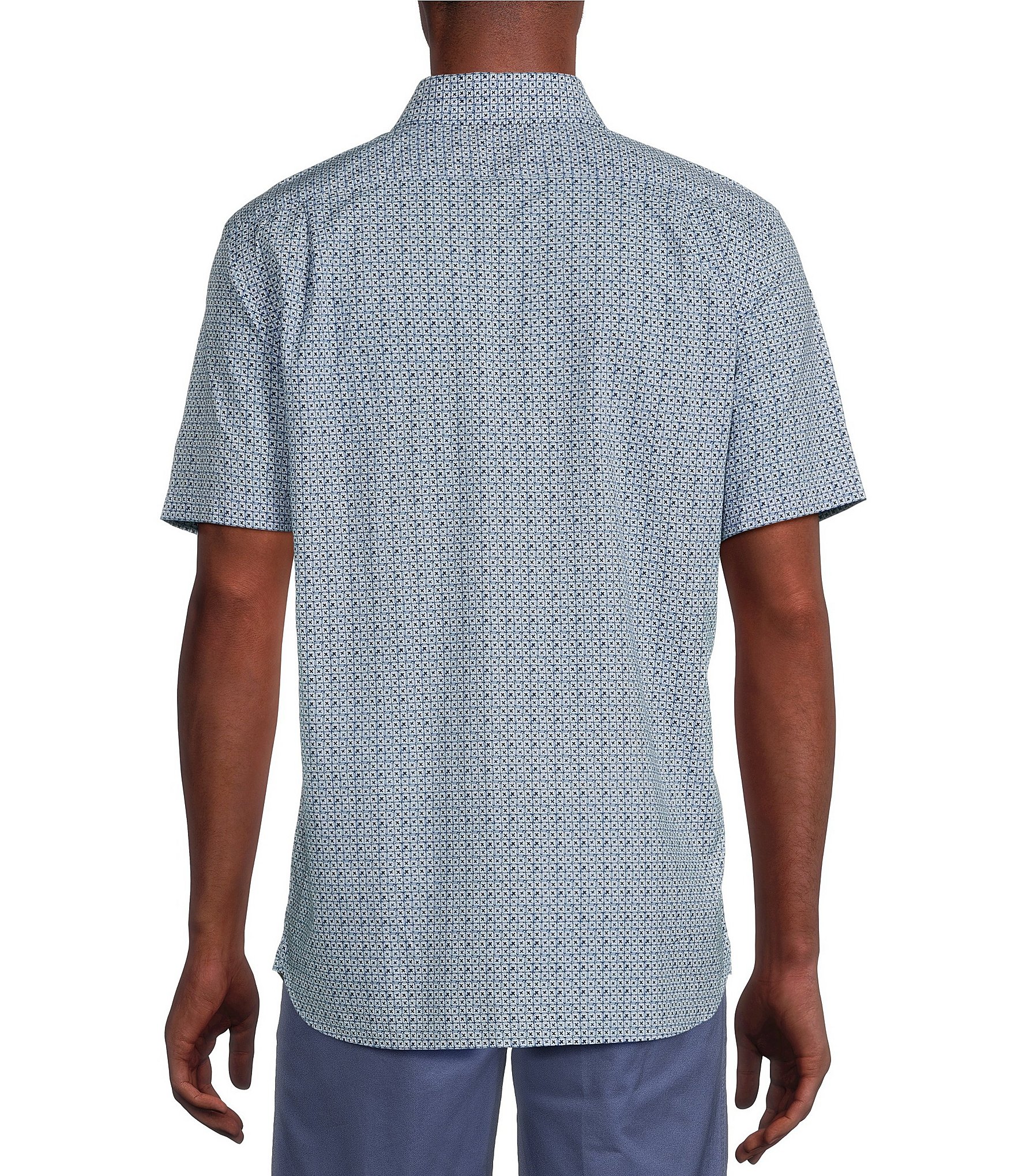 Cremieux Blue Label Print Slub Poplin Print Short Sleeve Woven Shirt