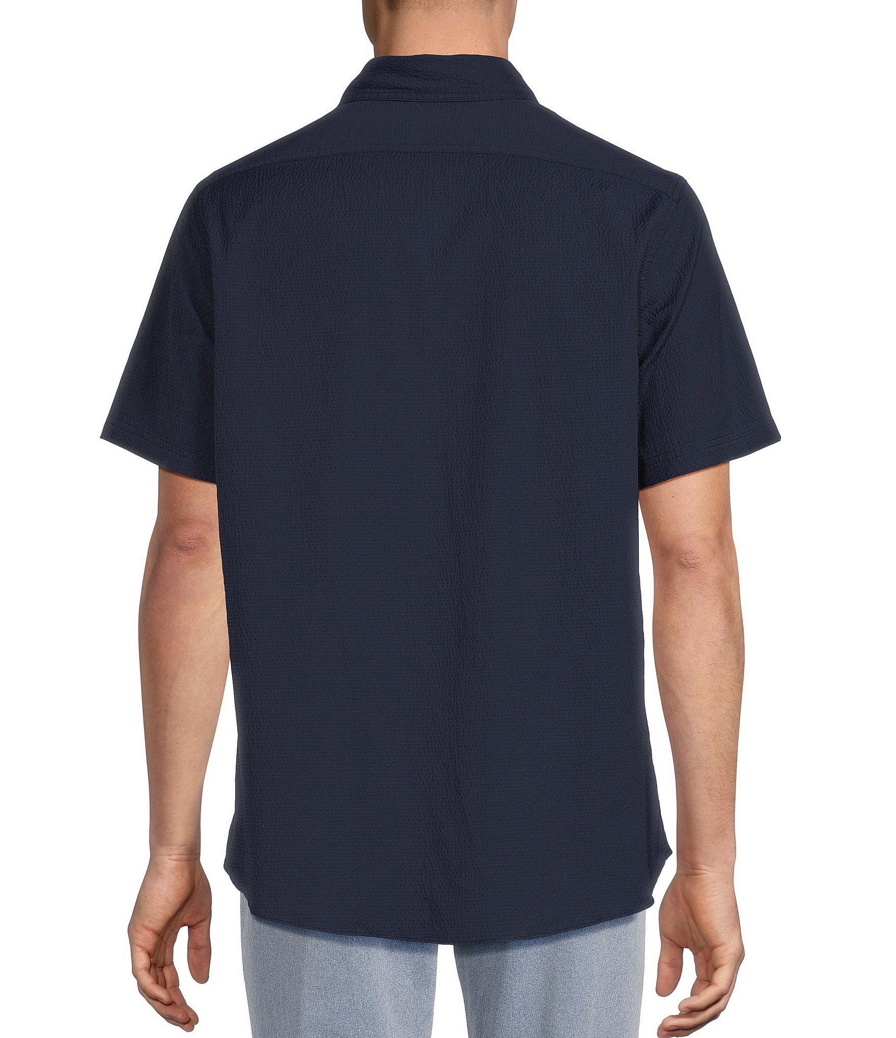 Cremieux Blue Label Seersucker Solid Performance Short Sleeve Woven Shirt