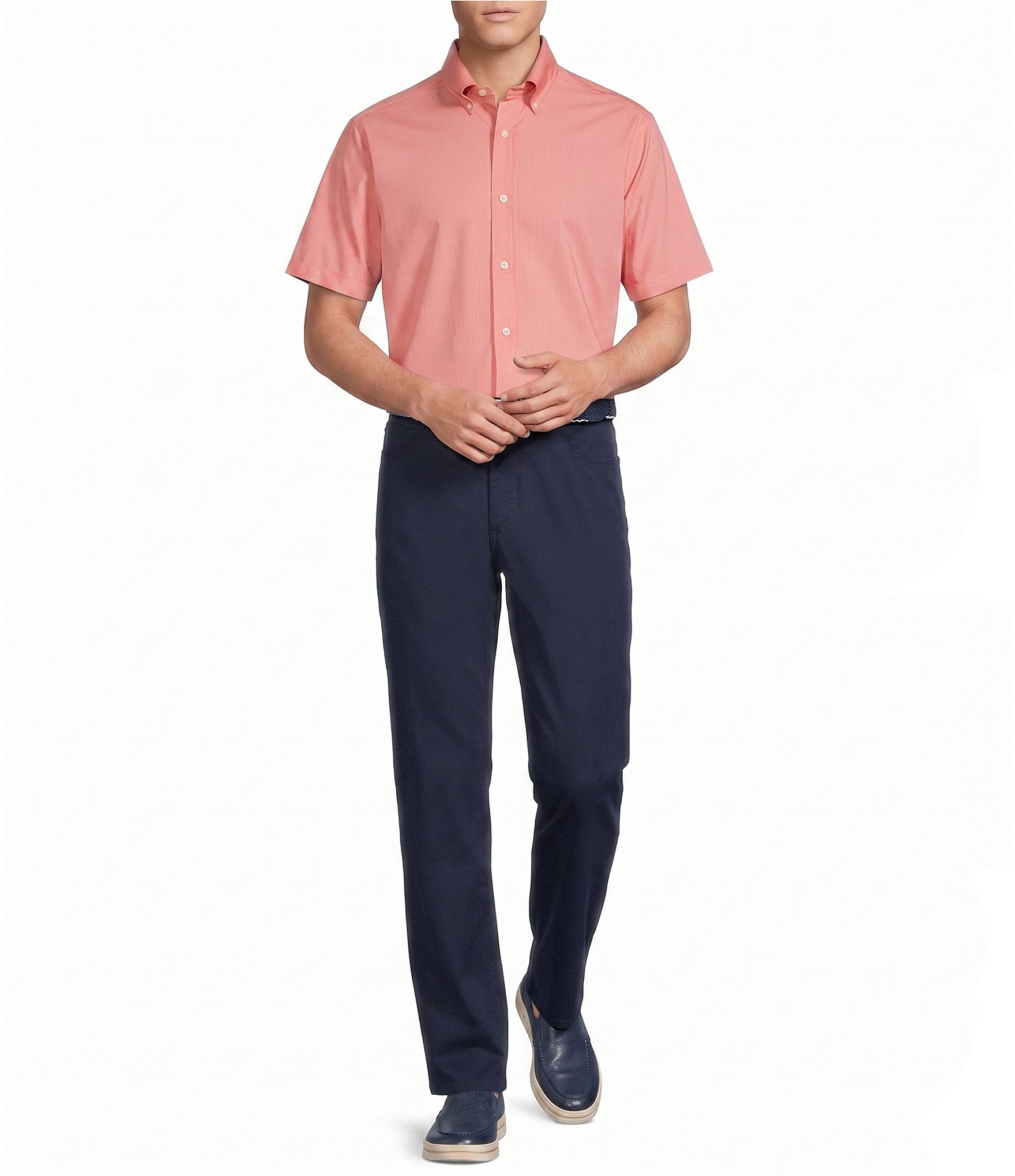 Cremieux Blue Label Short Sleeve Button Down Performance BRRR Solid Woven Shirt