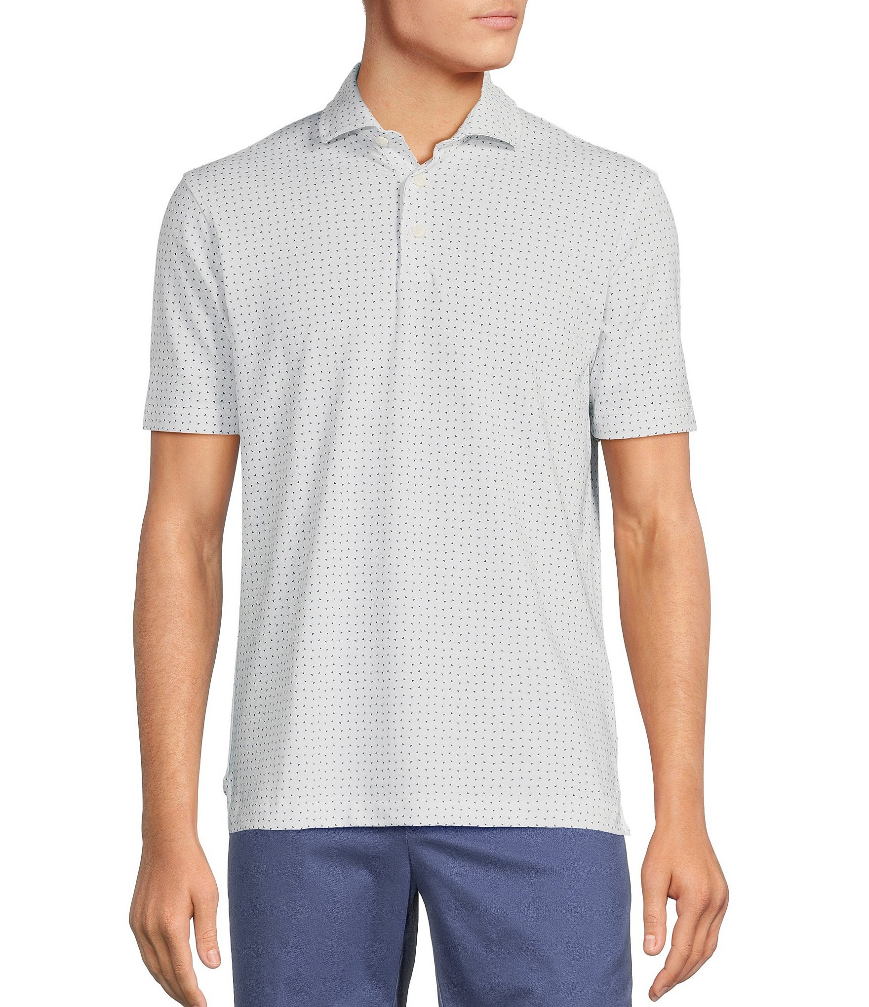 Cremieux Blue Label Slim Fit Lightweight Pique Printed Short Sleeve Polo Shirt