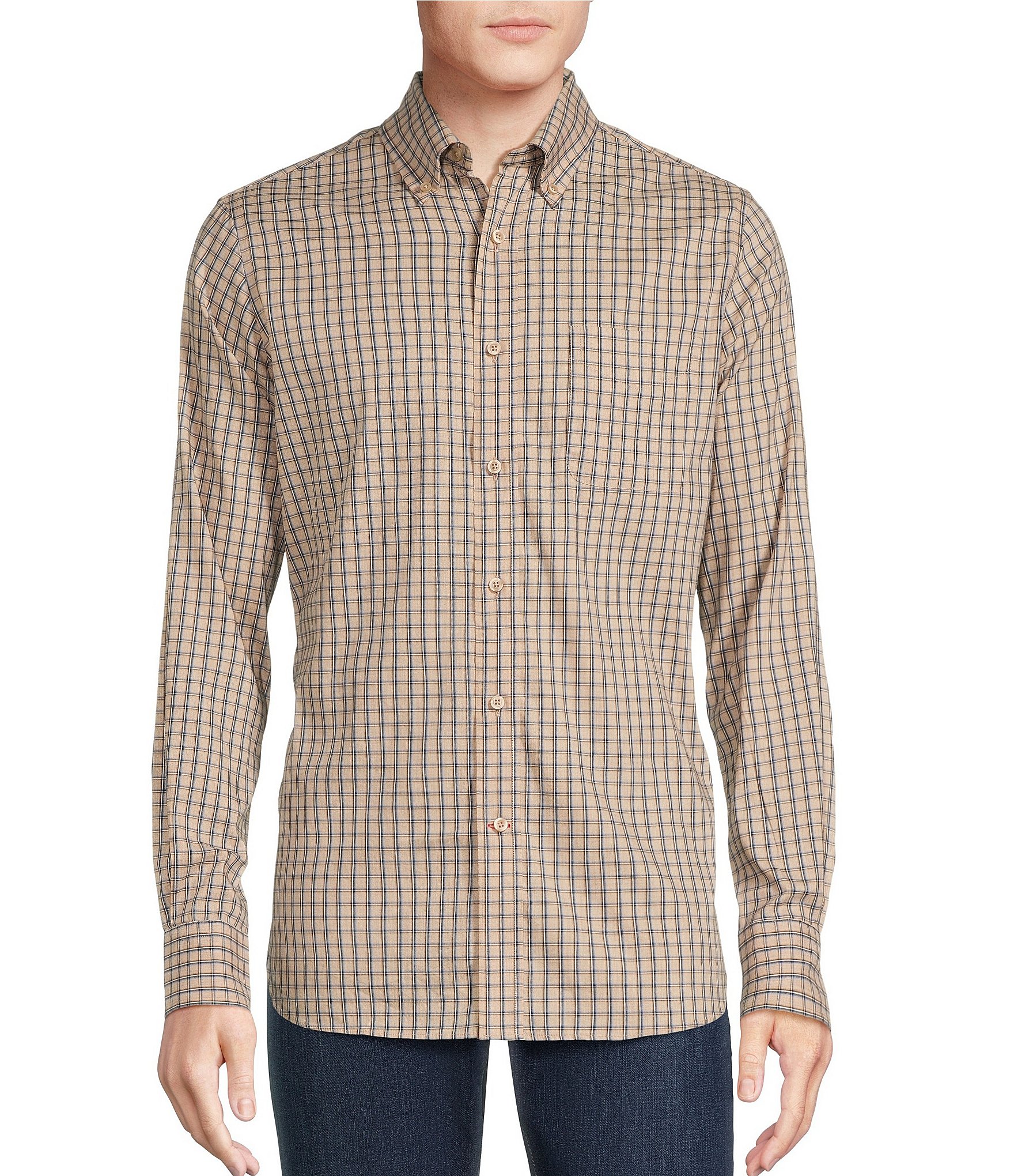 Blue Micro Checks Slim Fit Long Sleeve Shirt