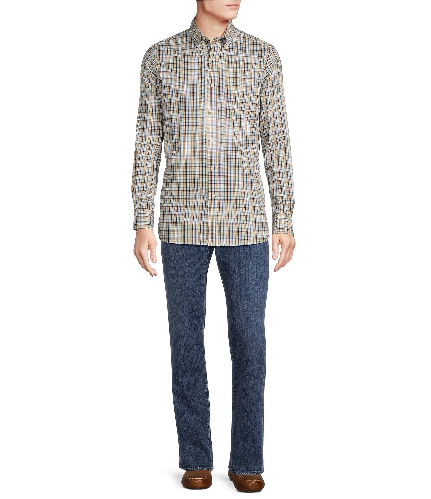 Cremieux Blue Label Slim Fit Plaid Flex Twill Long Sleeve Woven Shirt