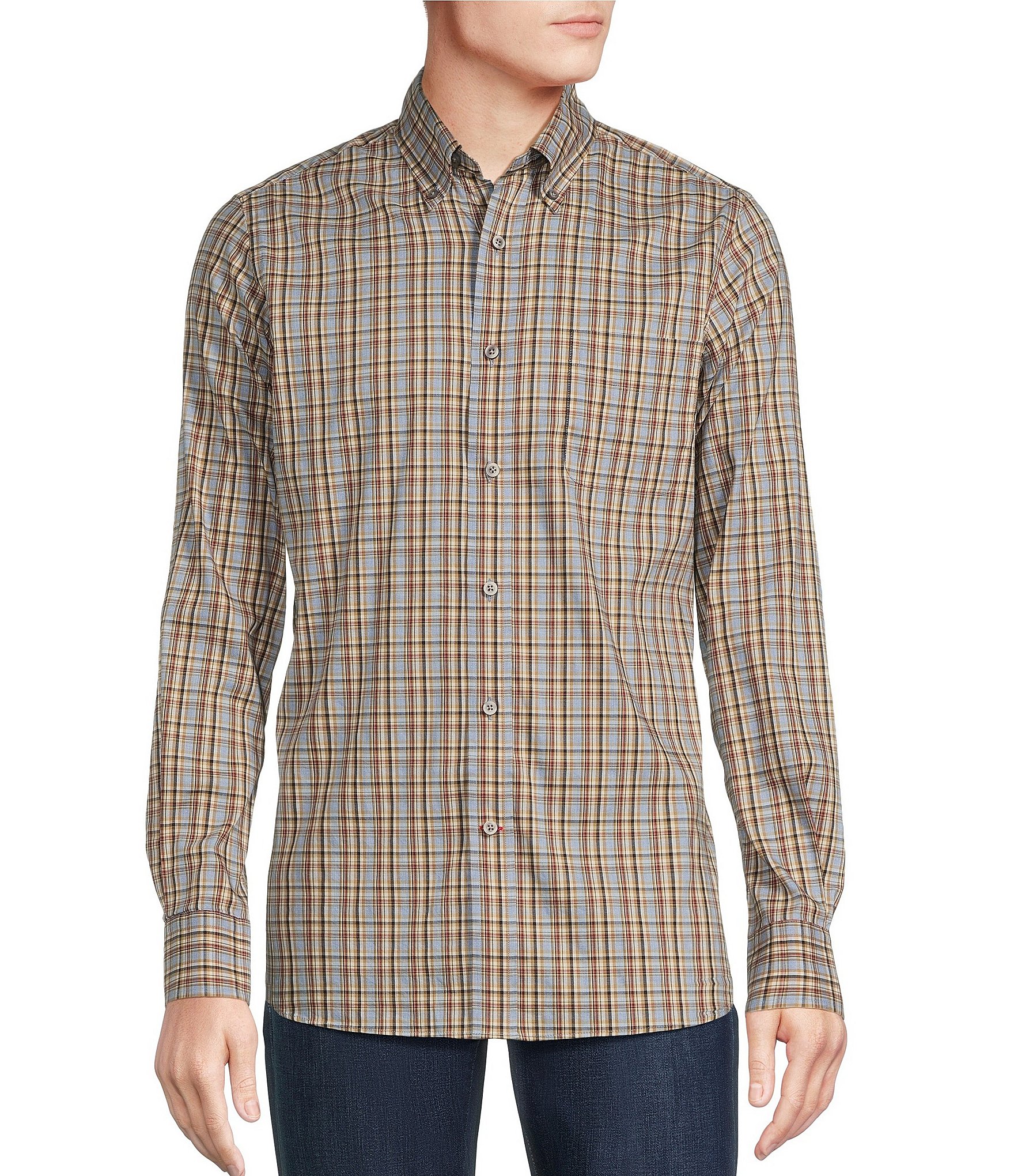 Cremieux Blue Label Slim Fit Plaid Flex Twill Long Sleeve Woven Shirt