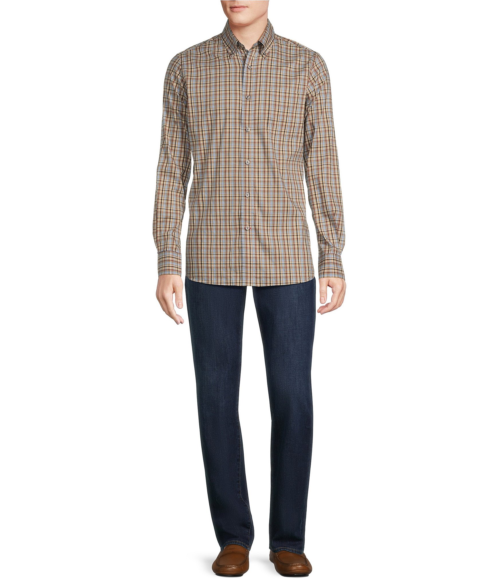 Cremieux Blue Label Slim Fit Plaid Flex Twill Long Sleeve Woven Shirt