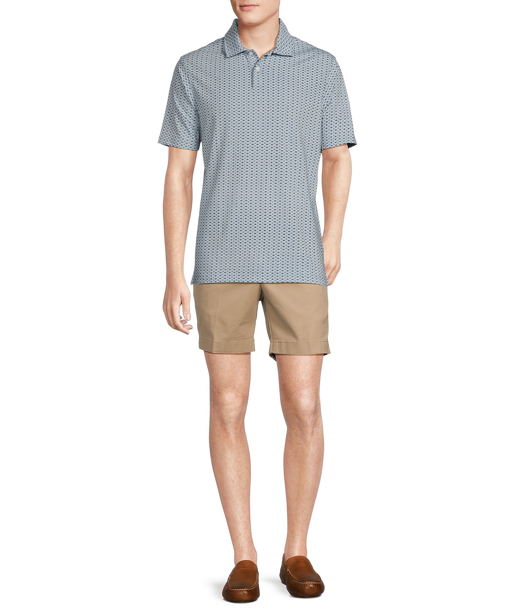 Cremieux Blue Label Slim Fit Printed Jersey Short Sleeve Polo Shirt