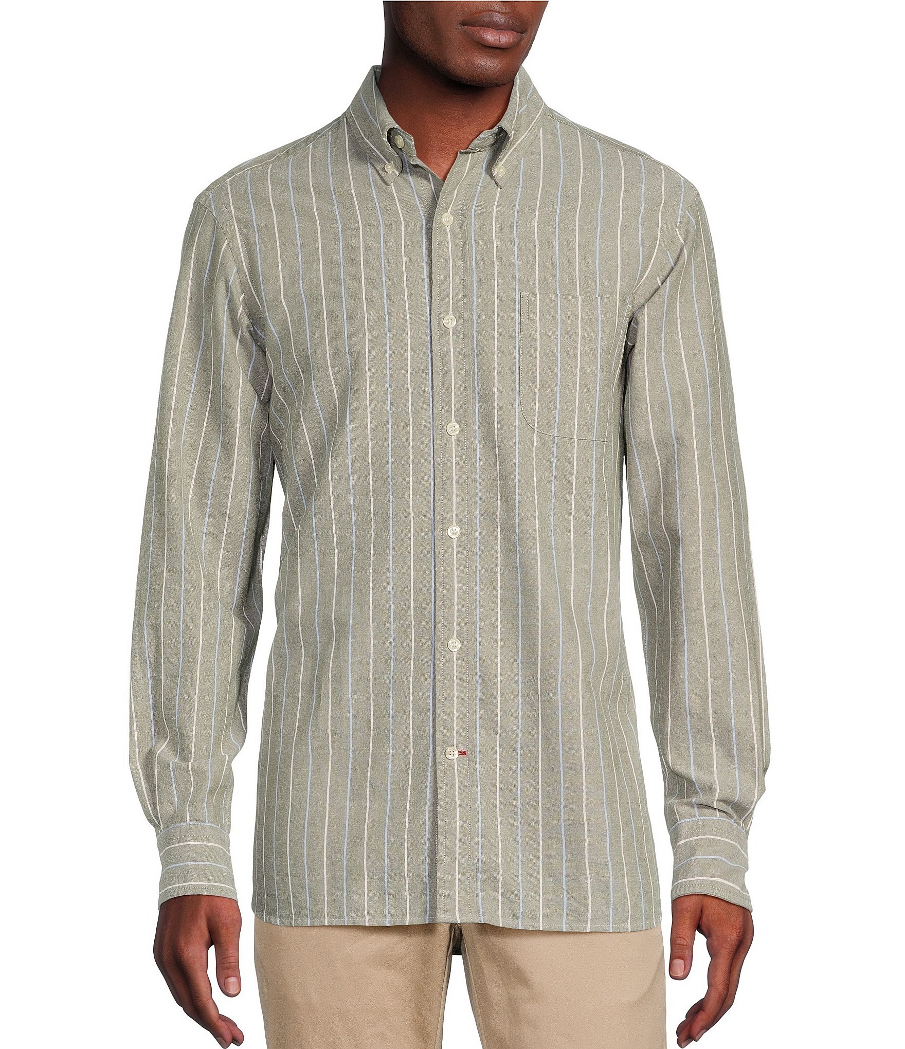 Cremieux Blue Label Slim Fit Striped Oxford Long Sleeve Woven Shirt ...