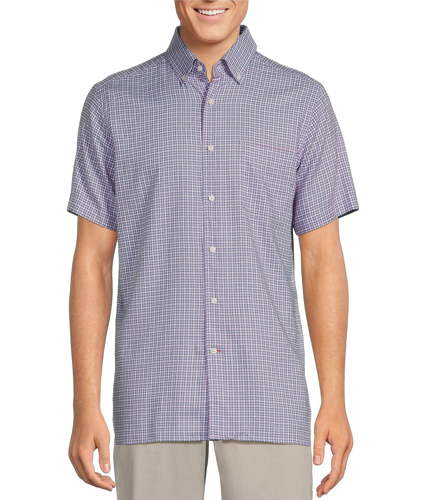 Cremieux Blue Label Small Plaid Lightweight Oxford Short Sleeve Woven ...