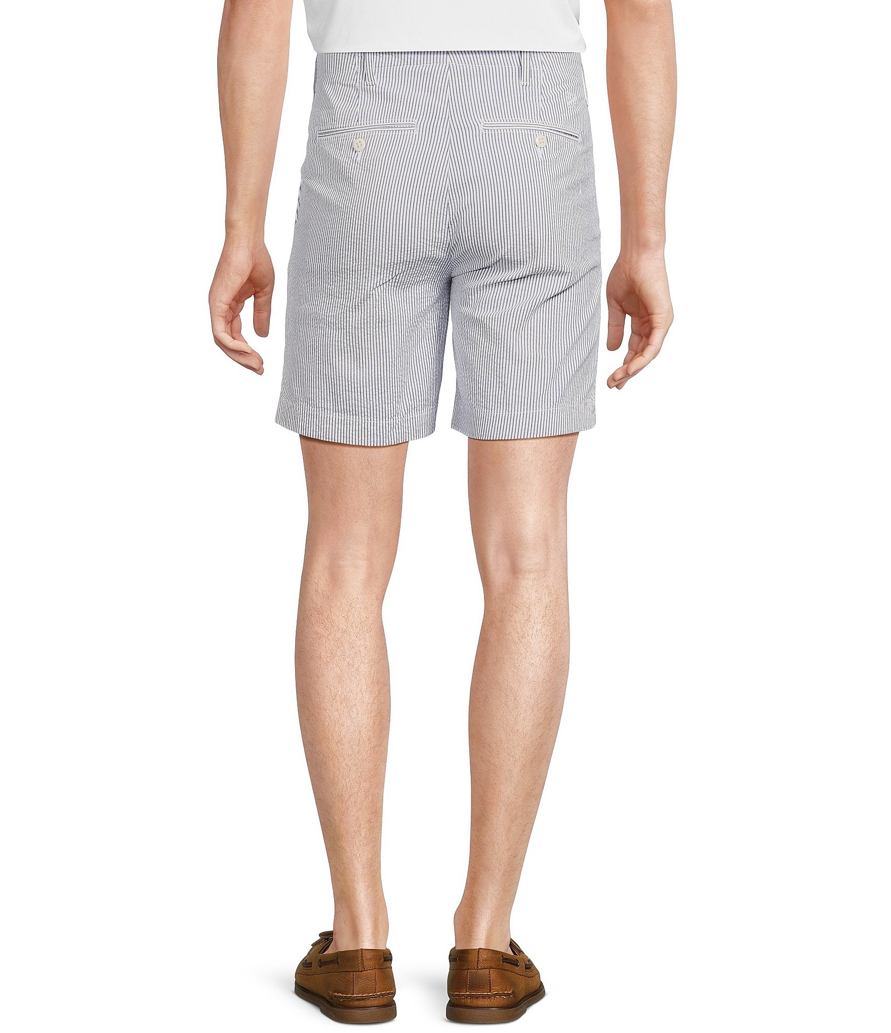 Cremieux Blue Label Soho Tailored Fit Striped Seersucker 7#double; Inseam Shorts