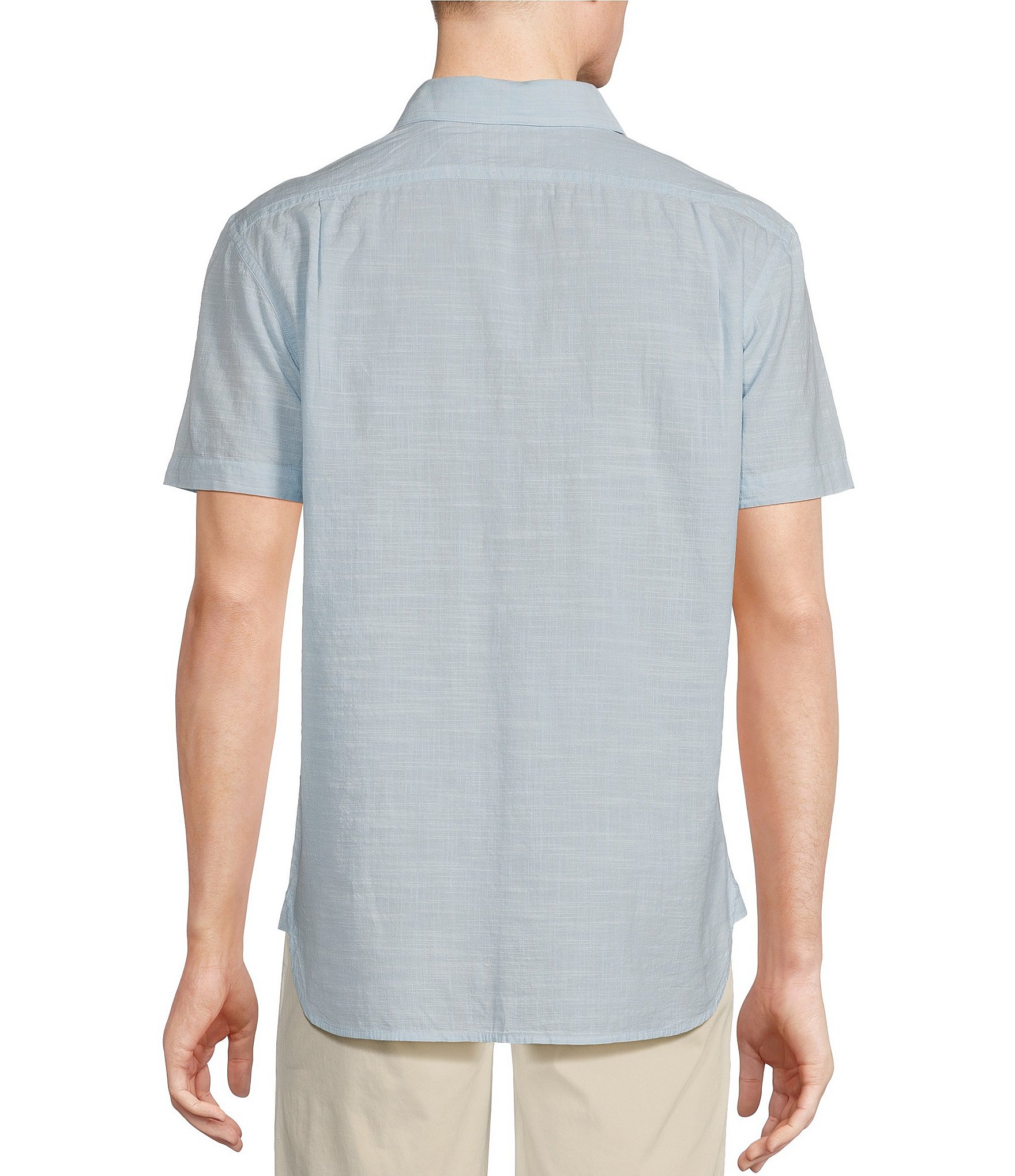 Cremieux Blue Label Solid Chambray Cotton Short Sleeve Woven Shirt