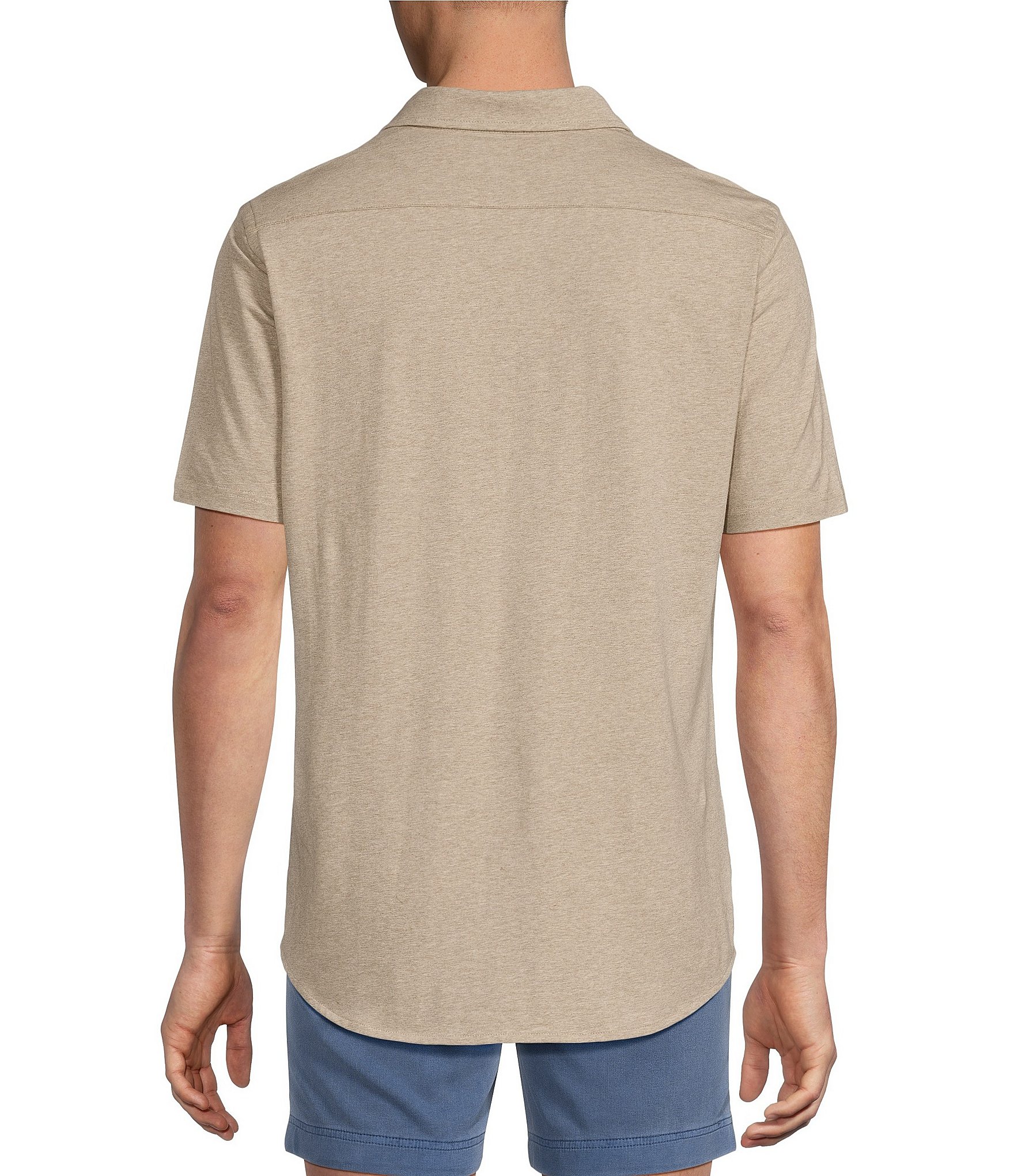 Cremieux Blue Label Solid Coat Front Short Sleeve Shirt
