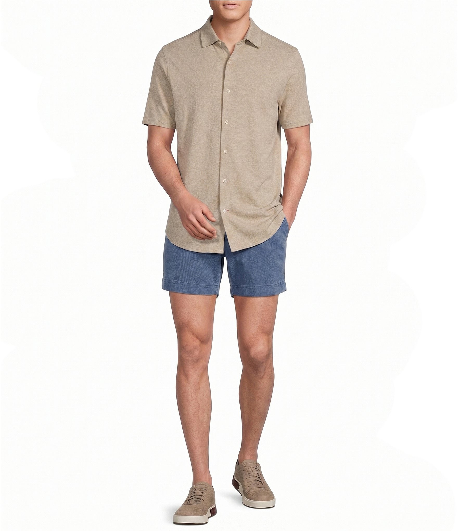 Cremieux Blue Label Solid Coat Front Short Sleeve Shirt