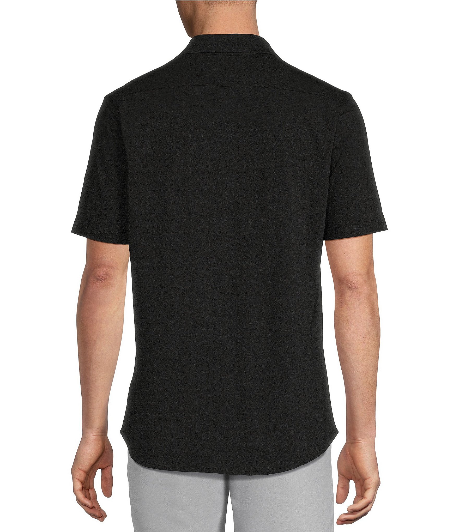 Cremieux Blue Label Solid Coat Front Short Sleeve Shirt