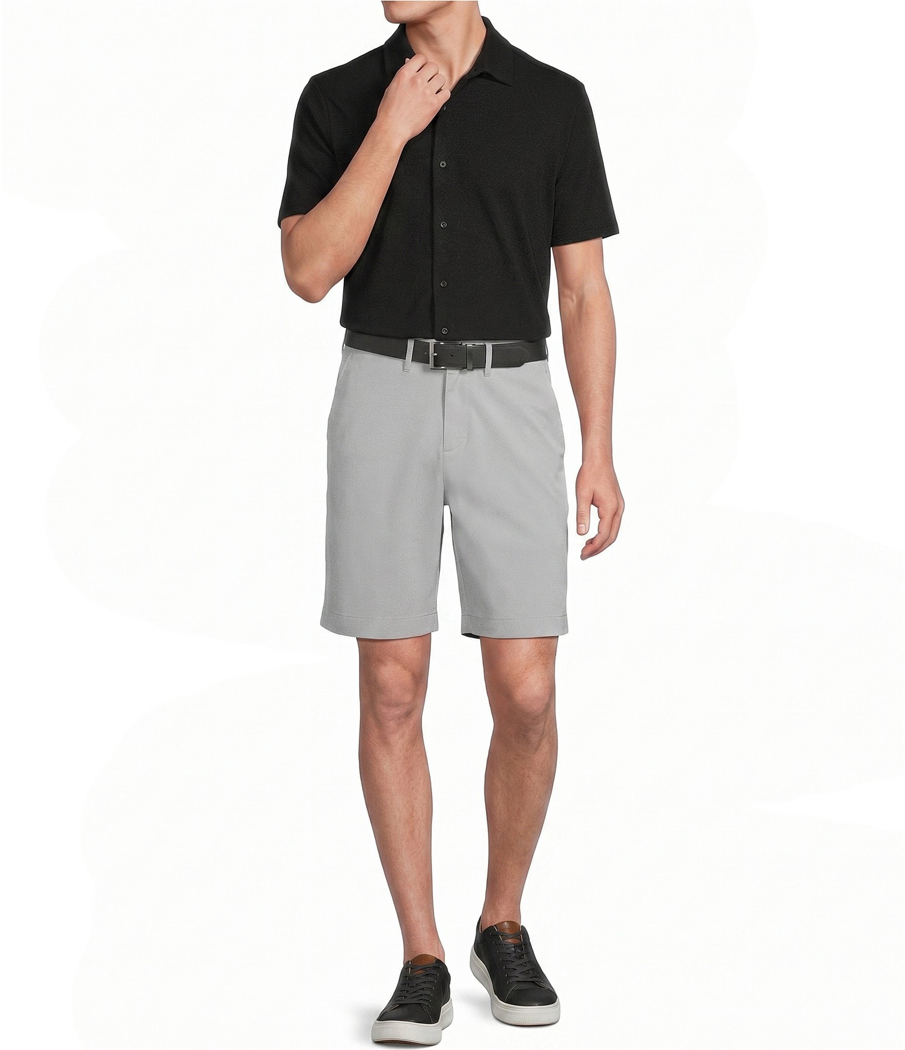 Cremieux Blue Label Solid Coat Front Short Sleeve Shirt